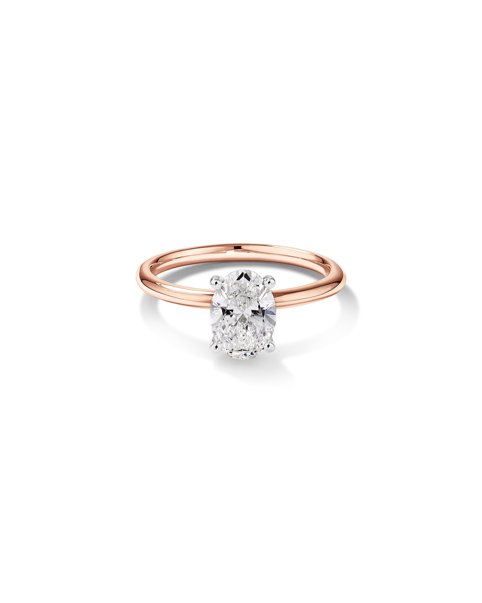 Bague de fiançailles solitaire ovale en diamant cultivé en laboratoire TW de 1,25 carat en or rose et blanc 14 carats