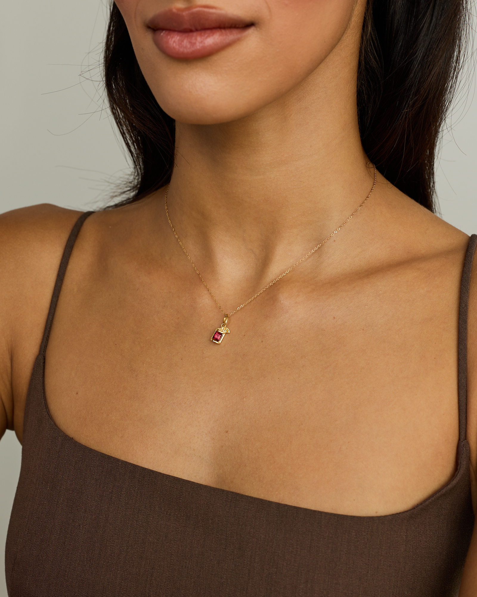 Pendentif cocktail Negroni en grenat et citrine framboise en Vermeil or 18 carats