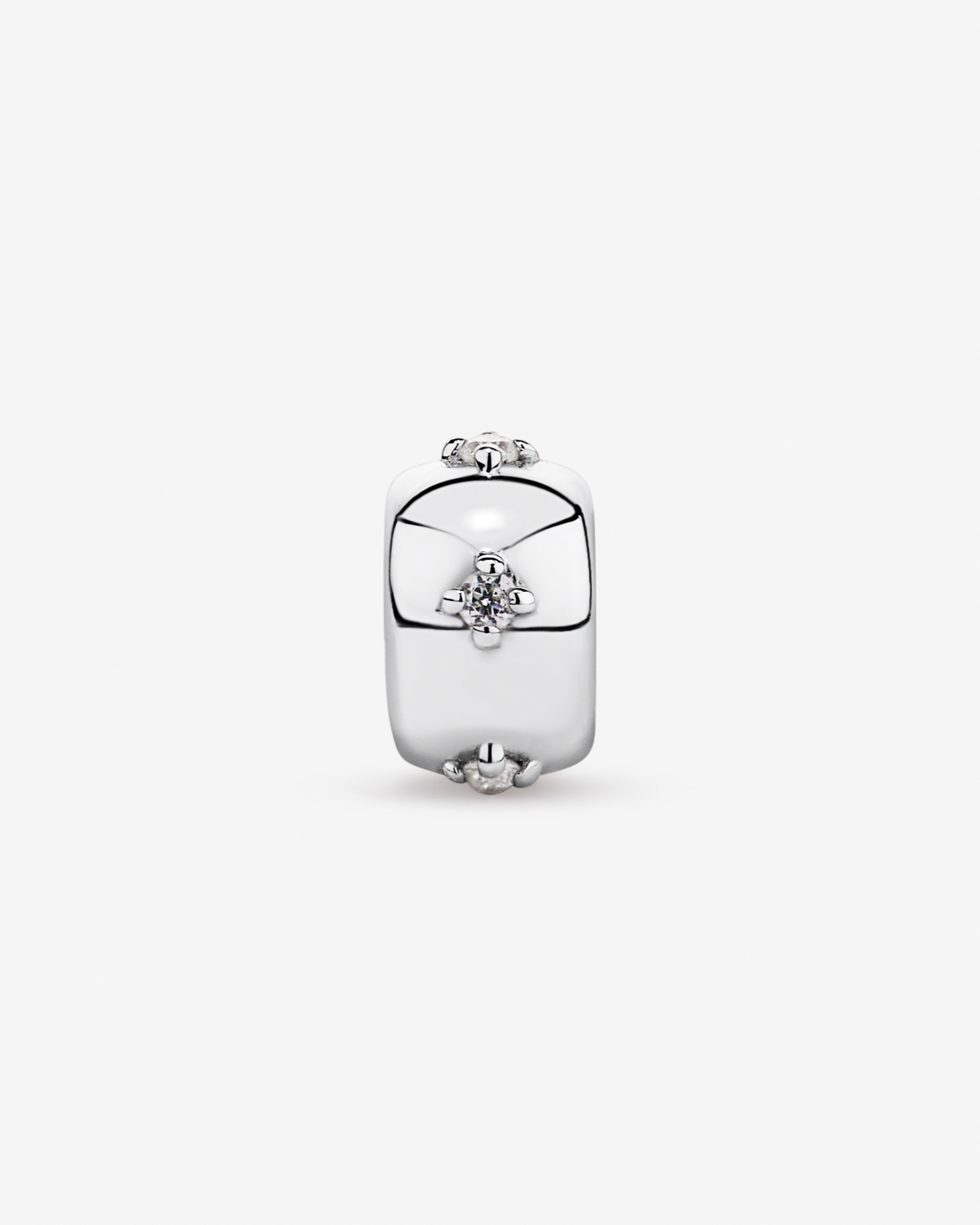 Dome Pendant Spacer with Cubic Zirconia in Sterling Silver