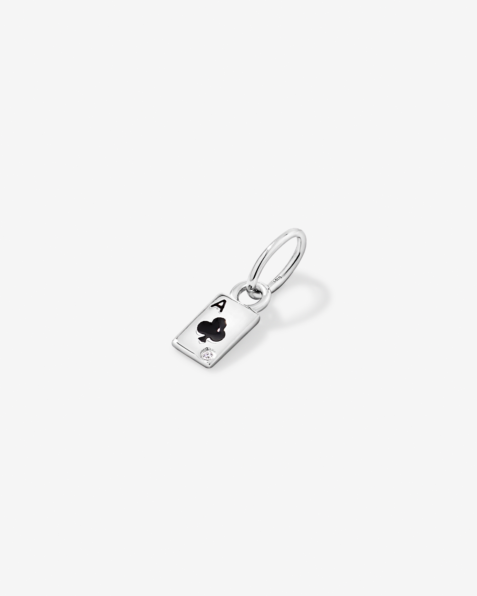 Ace of Spades Micro Pendant with Cubic Zirconia in Sterling Silver