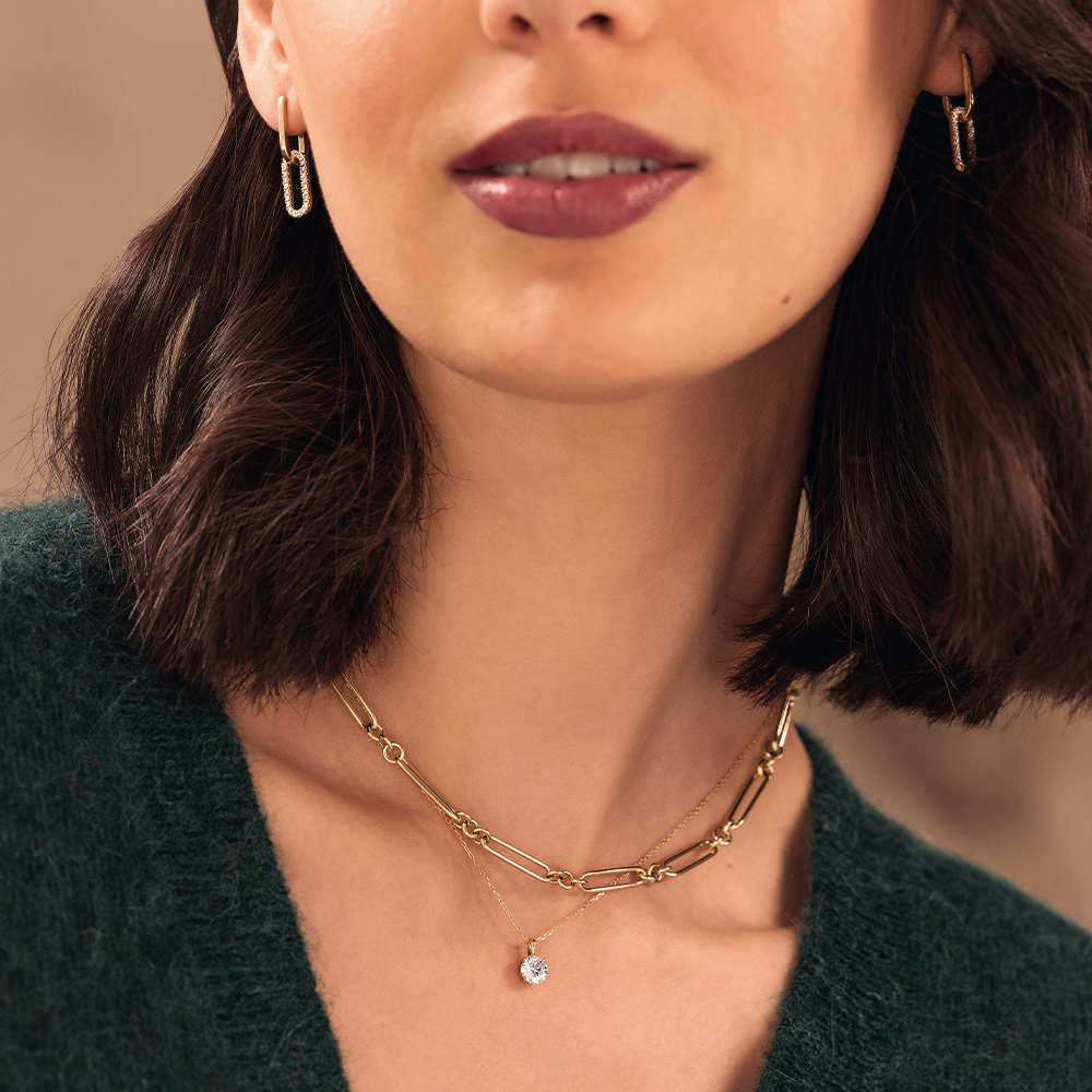 Chaîne de maillons papierclip 3 et 1 de 5,00 mm de large en or jaune 10 carats