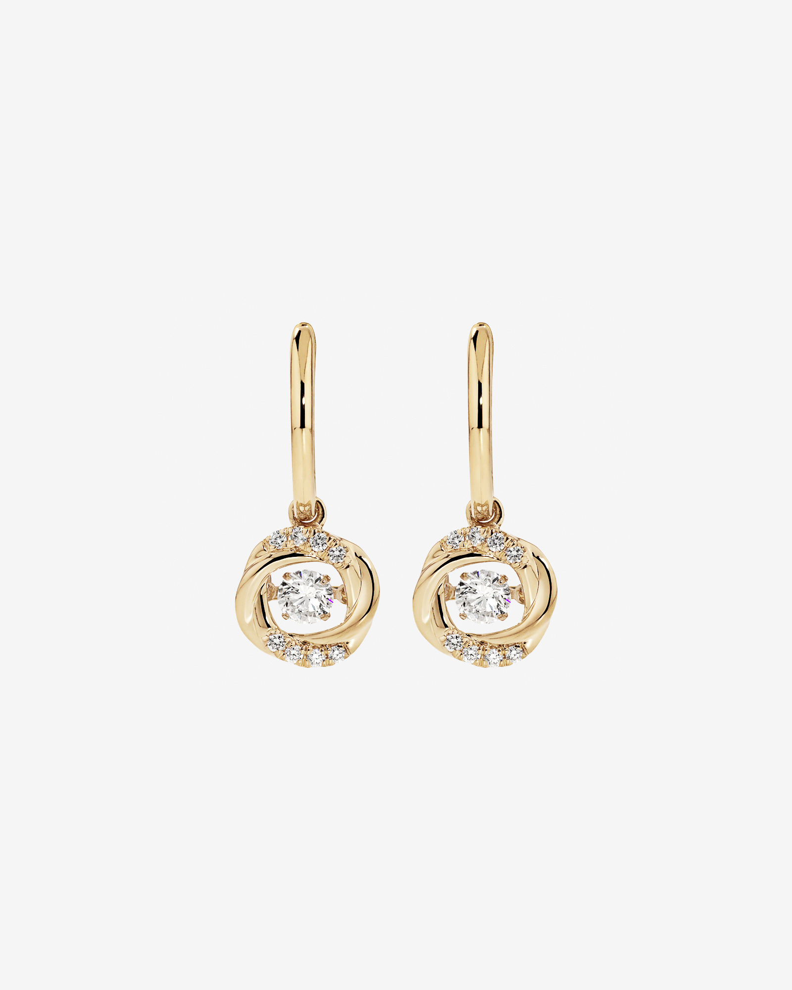 Lume Lab Swirl Huggie Earrings with 0.60 Carat TW of Laboratory-Grown Diamonds in 10kt Yellow Gold