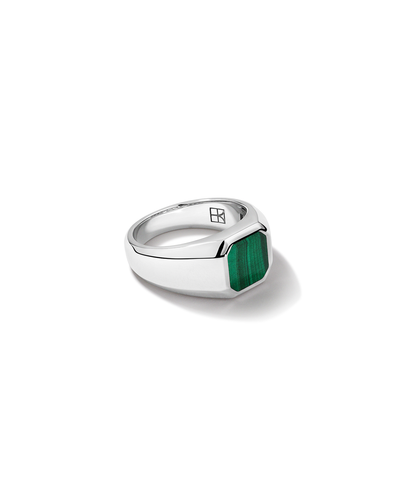 Chevalière Carrée en Malachite en Argent Sterling
