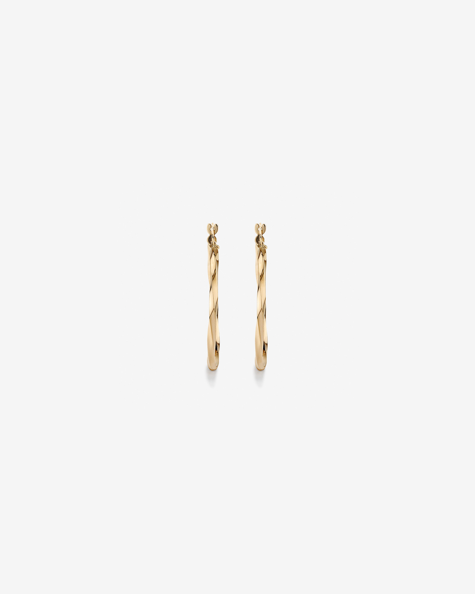 28mm Square Twist Hoop Earrings in 10kt Yellow Gold