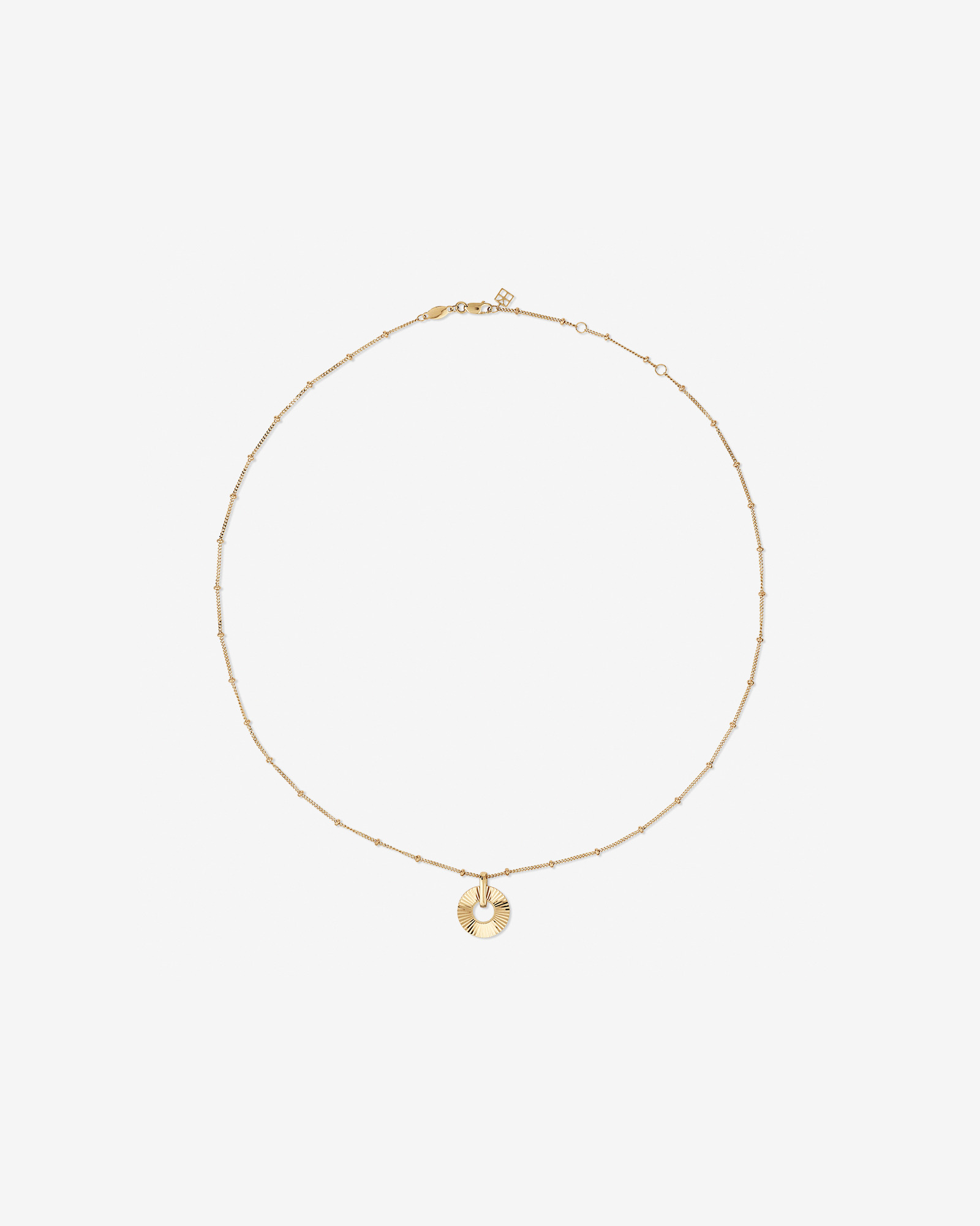 Collier pendentif cercle ouvert Sunray en or jaune 10 kt