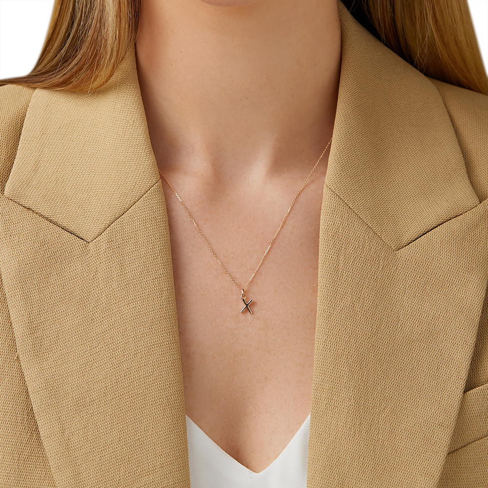 Pendentif à initiale « X » en or jaune 10 K