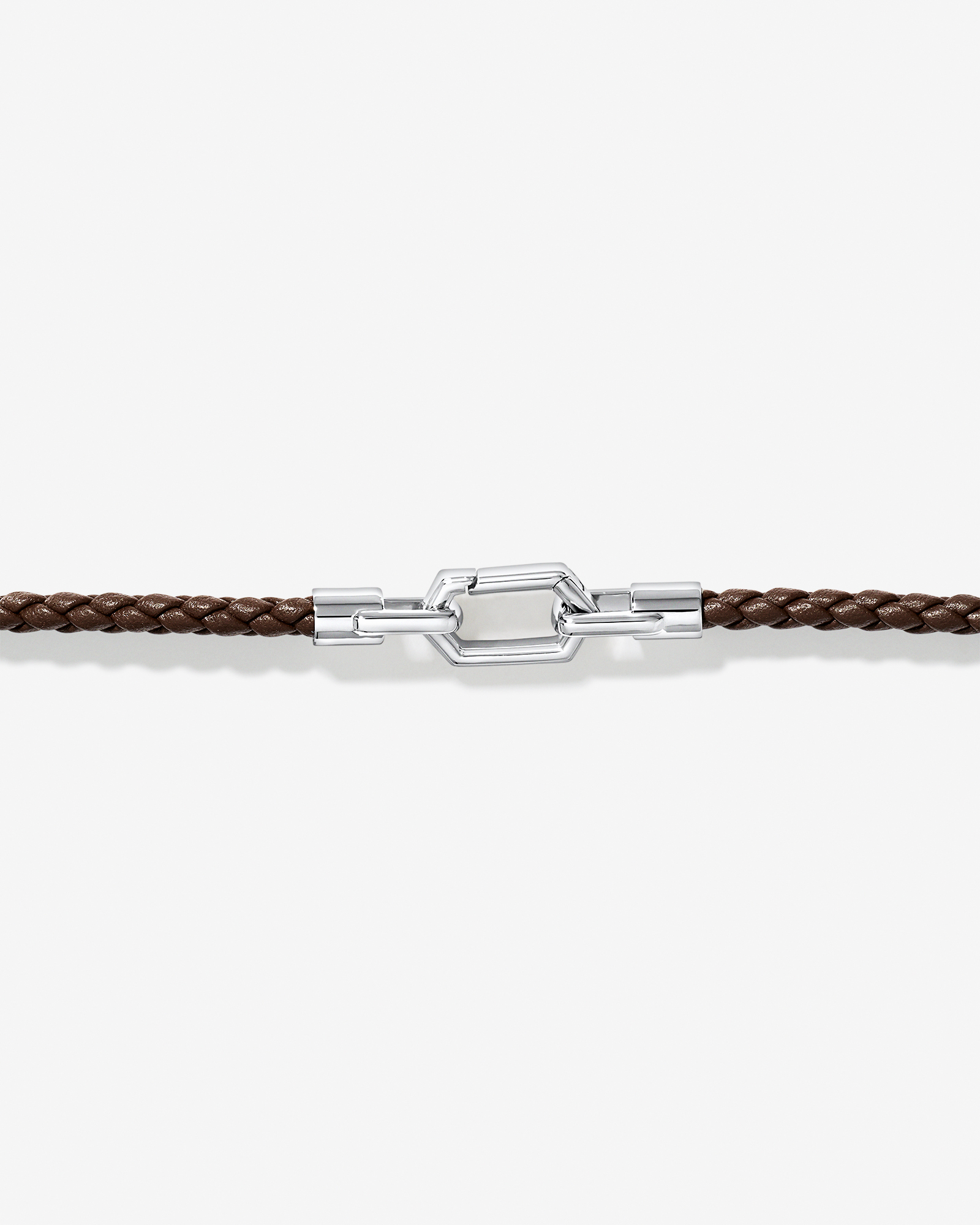 Bracelet double enveloppe en cuir tressé pour hommes en argent sterling