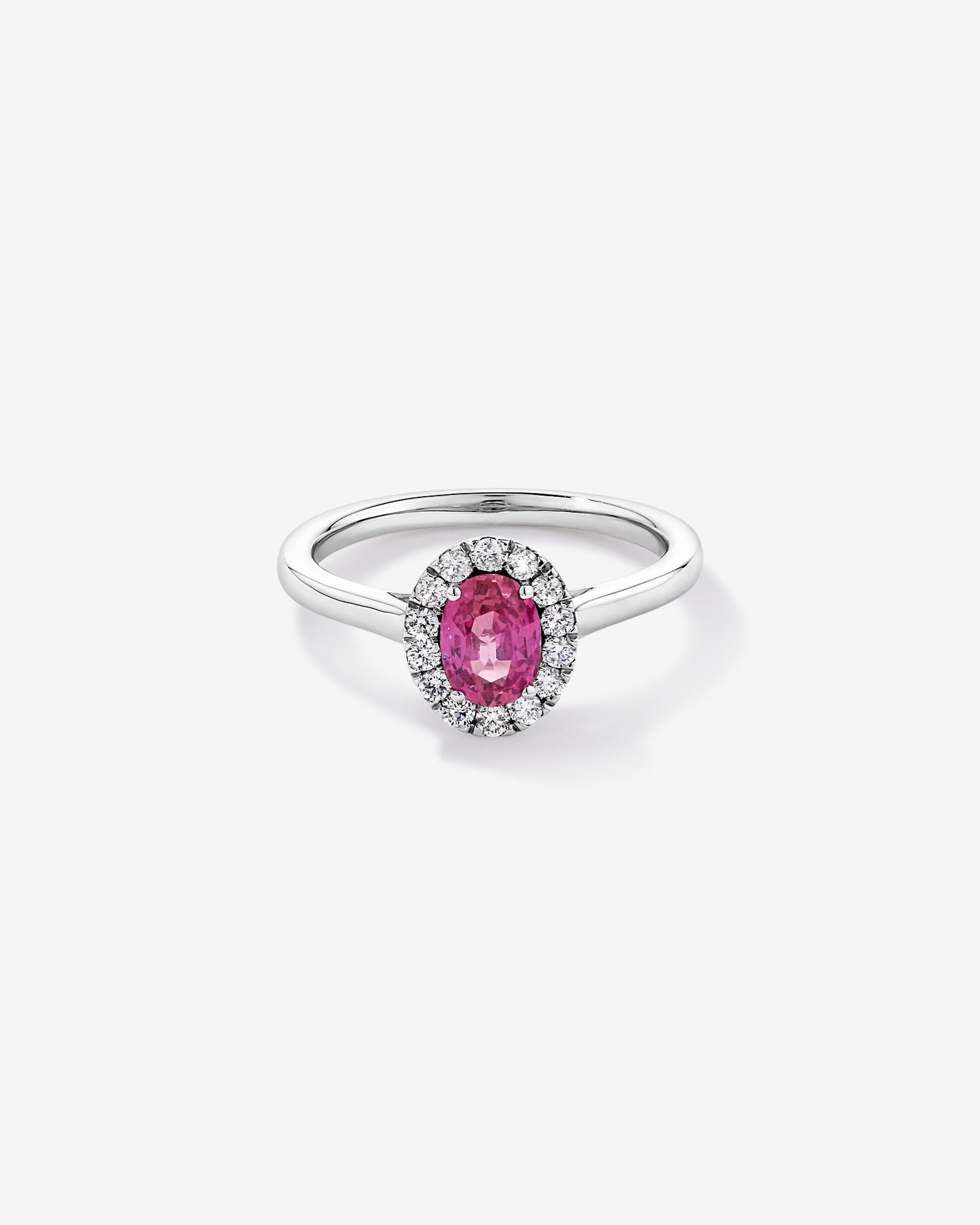 0.25 Carat TW Oval Ruby and Diamond Ring in Recycled Platinum