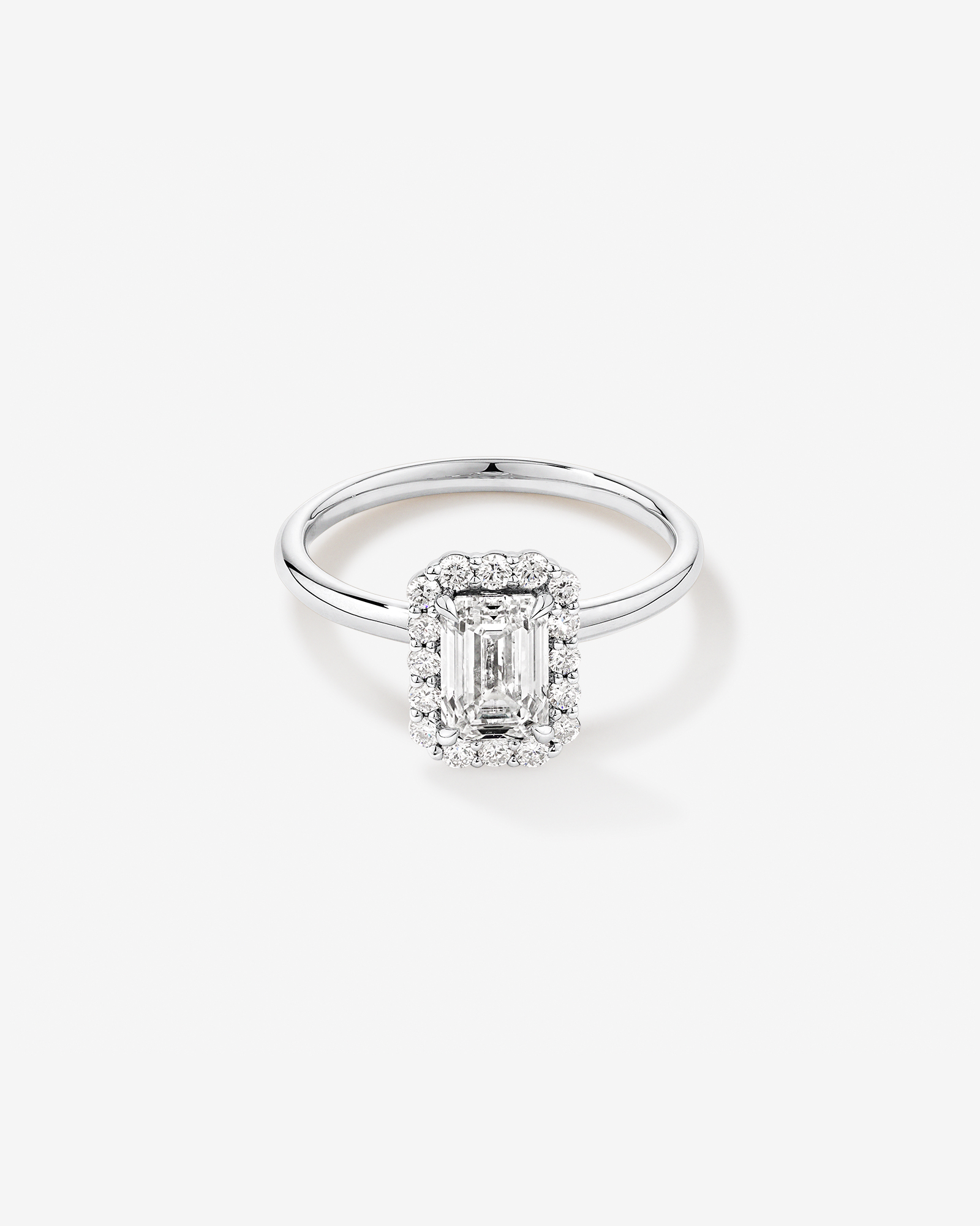 1.46 Carat TW Emerald Cut Laboratory-Grown Diamond Halo Engagement Ring in 14kt Yellow and White Gold