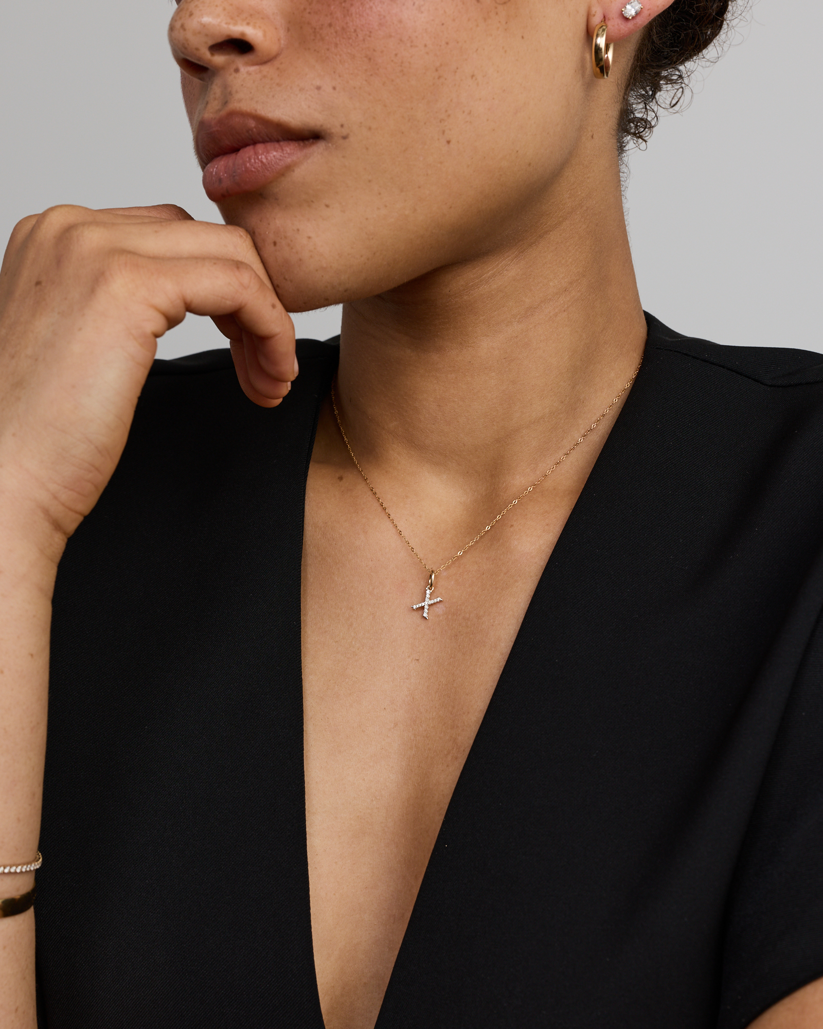 Pendentif Lettre X Initiale Diamant en or jaune 10 carats
