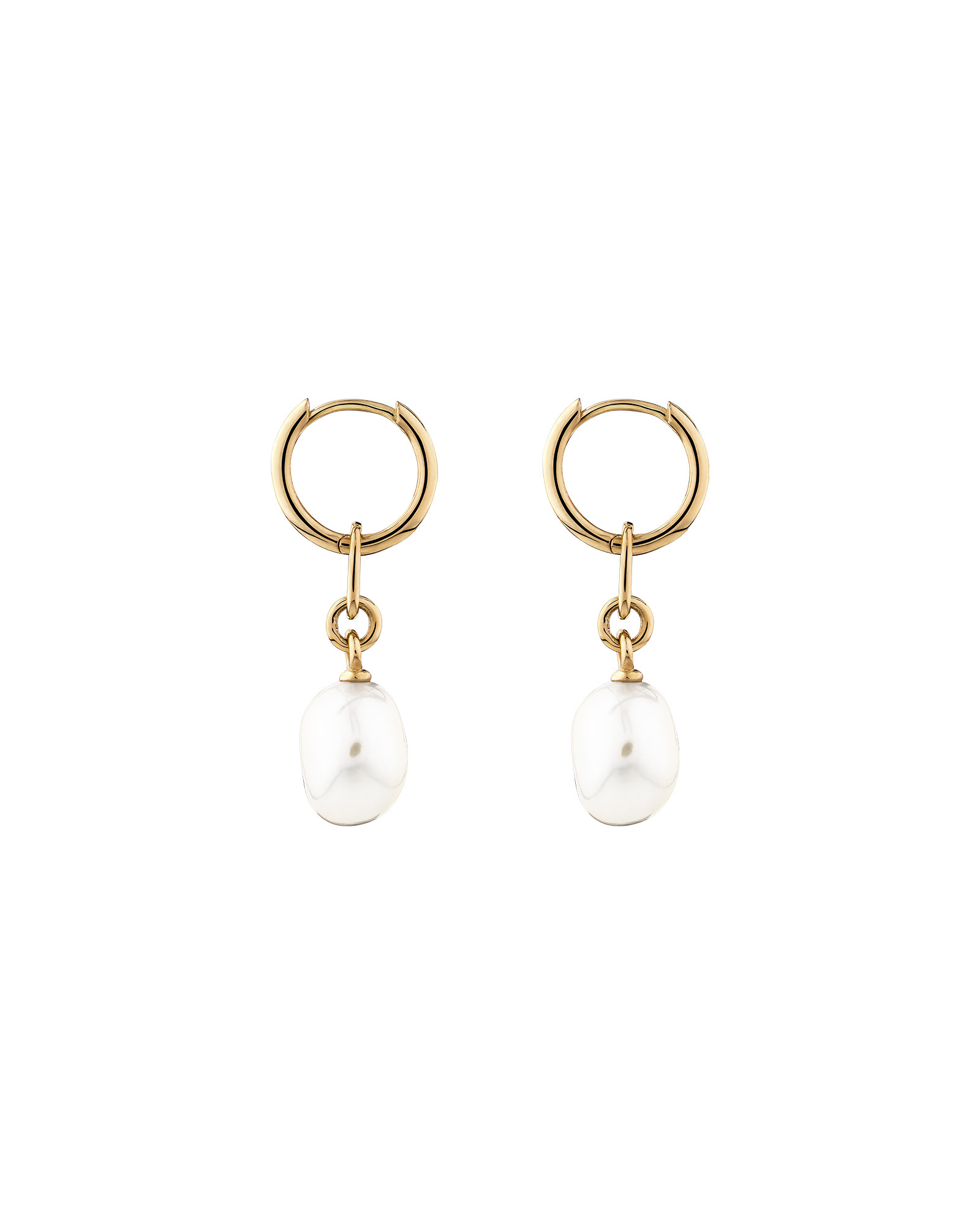 Drop Earrings with Cultured Freshwater Baroque Pearl in 10kt Yellow Gold