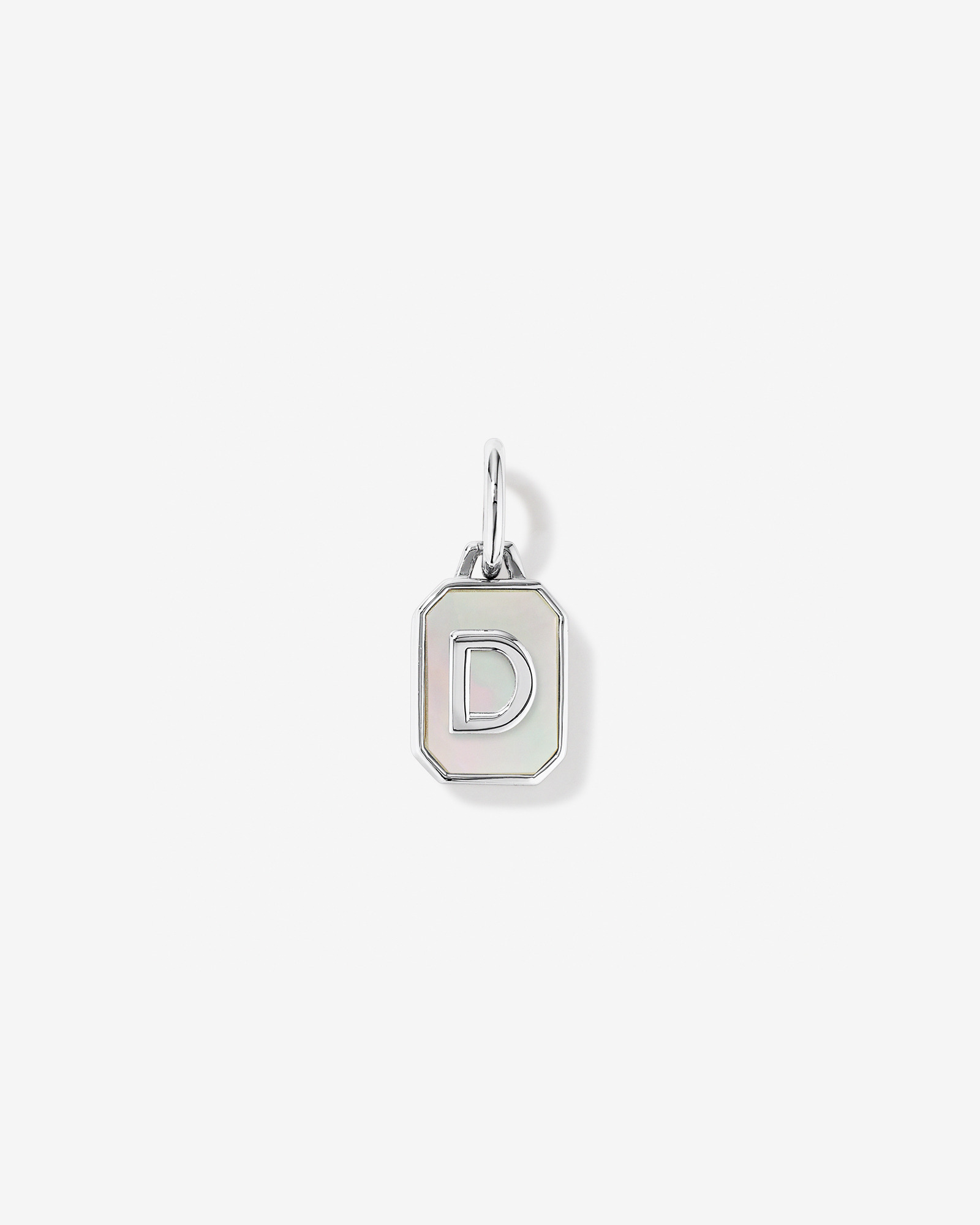 Letter D Mother of Pearl Initial Pendant in Sterling Silver