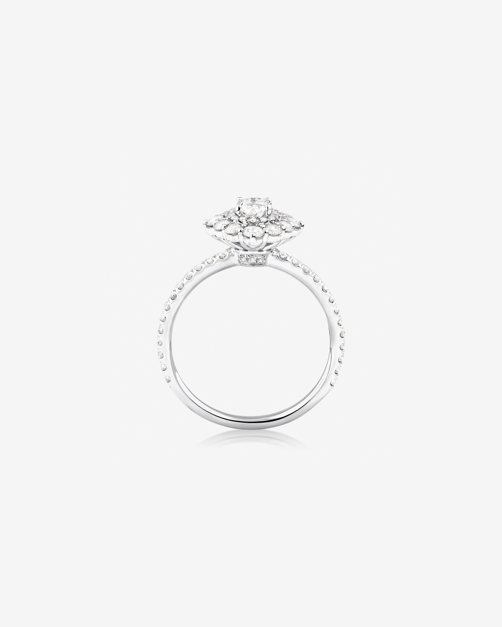 Sir Michael Hill Designer Oval Engagement Ring with 0.92 Carat TW Diamonds in 18kt White Gold