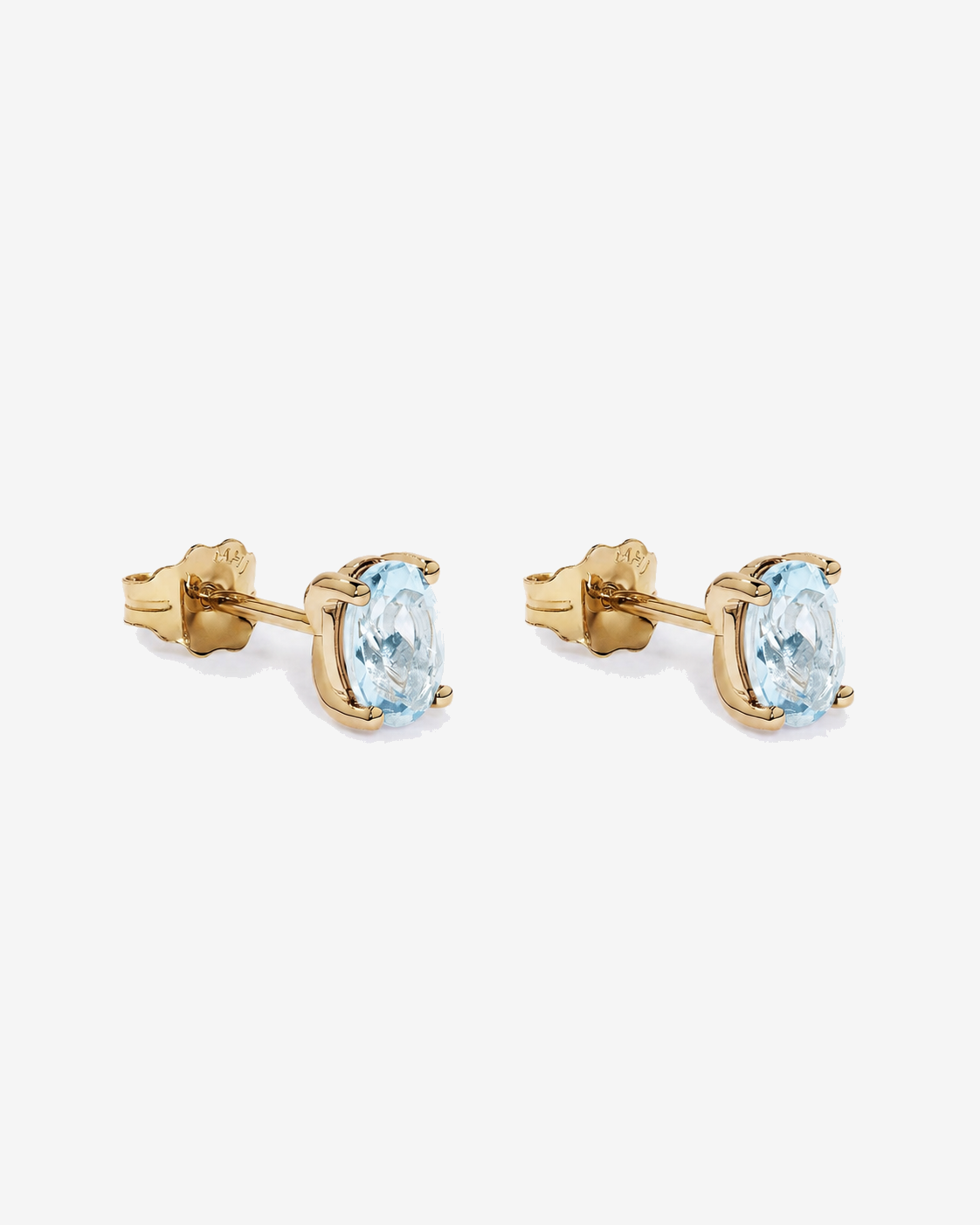 Oval Aquamarine Stud Earrings in 10kt Yellow Gold