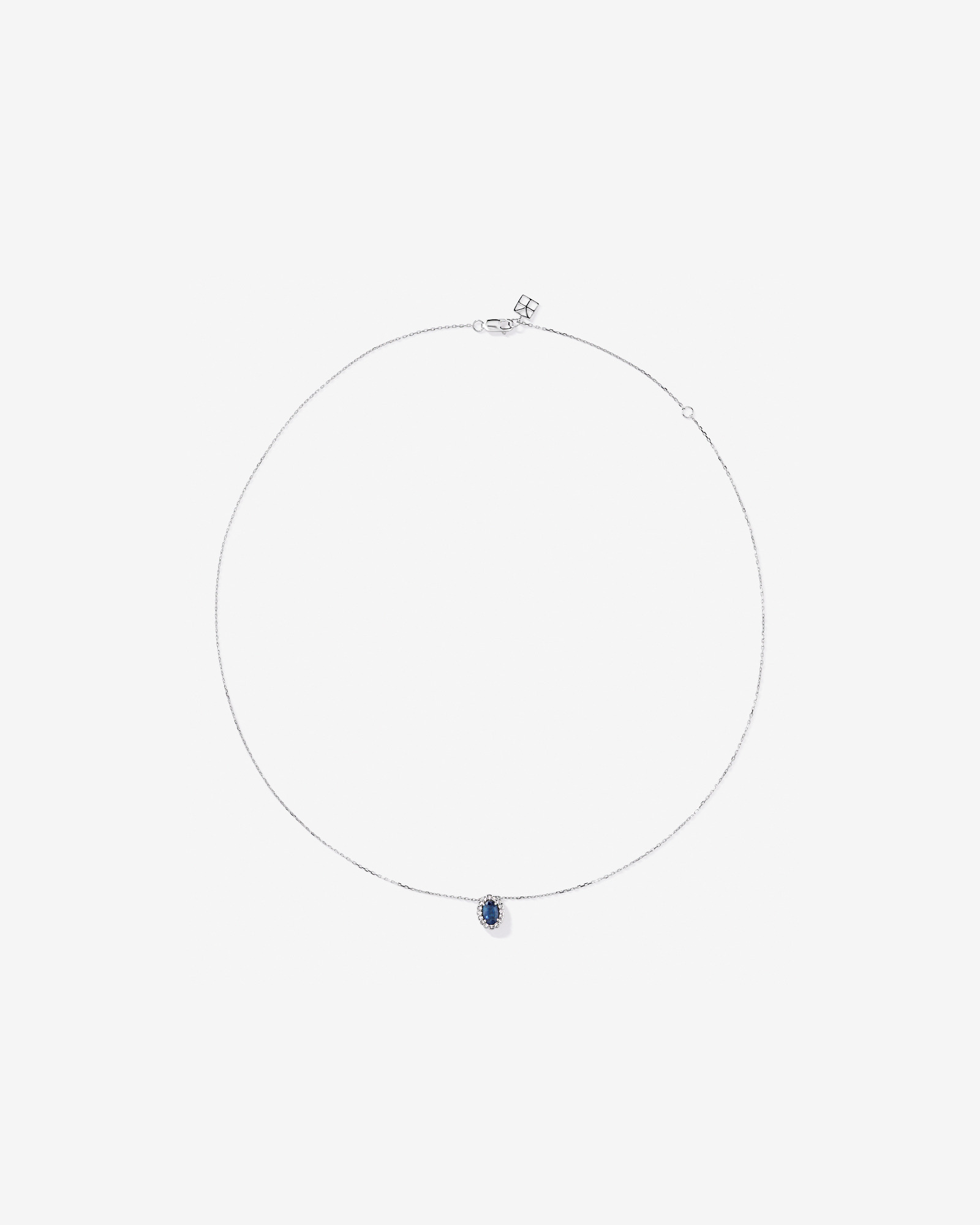 Collier halo en diamant TW en saphir australien et 0,09 carat en or blanc 10 carats