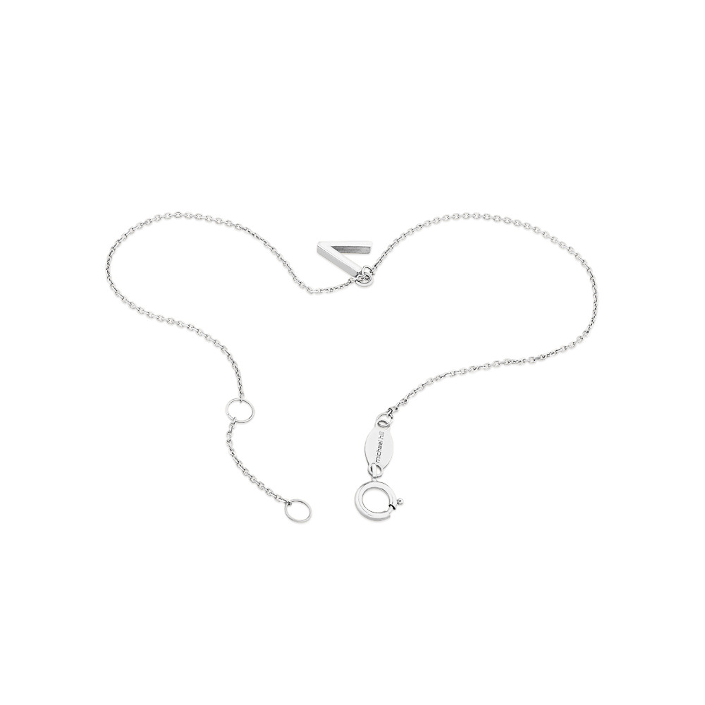 19cm (7.5") V Initial Bracelet in Sterling Silver