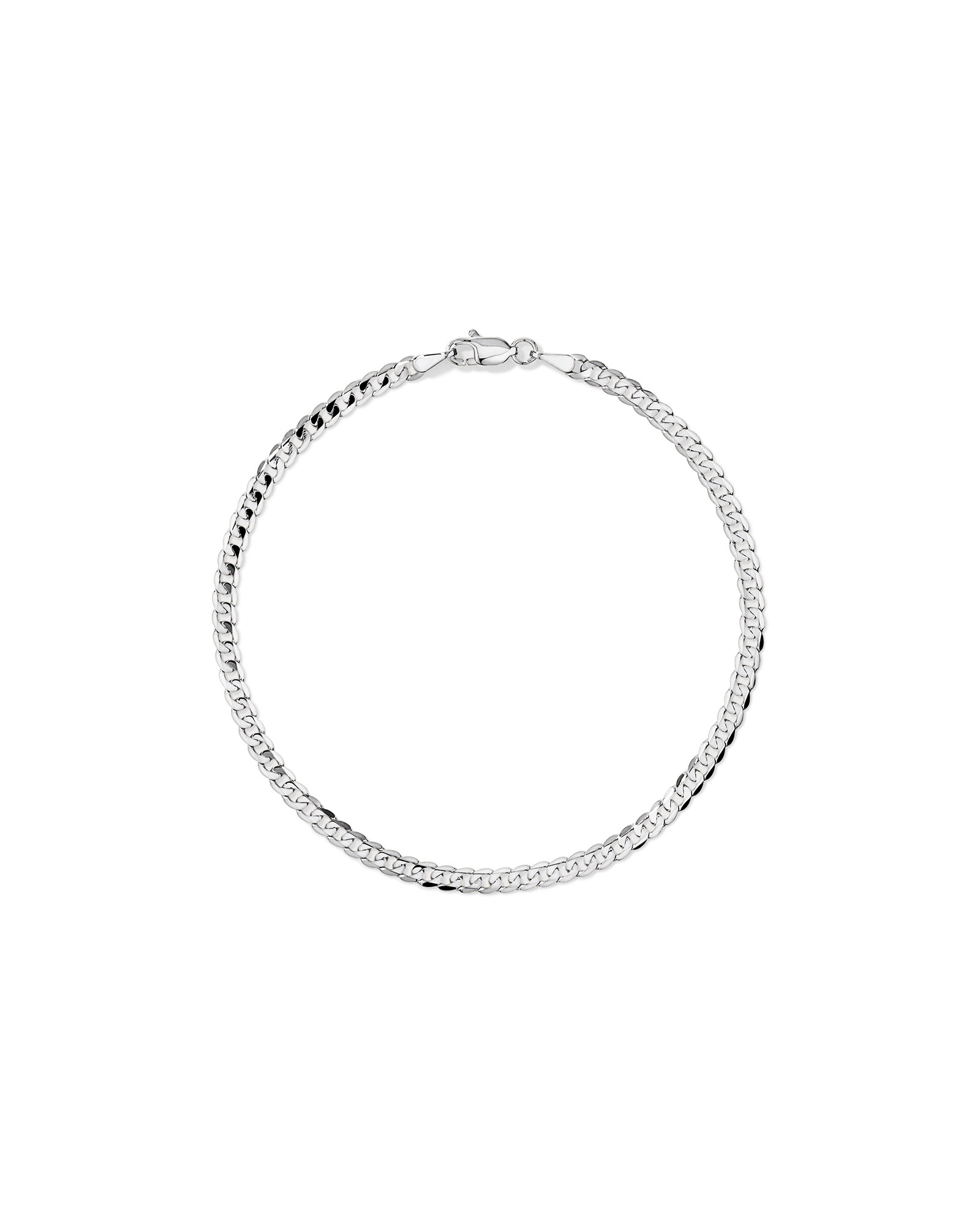 19cm (22") 3mm Width Solid Flat Bevelled Curb Bracelet in 10kt Gold