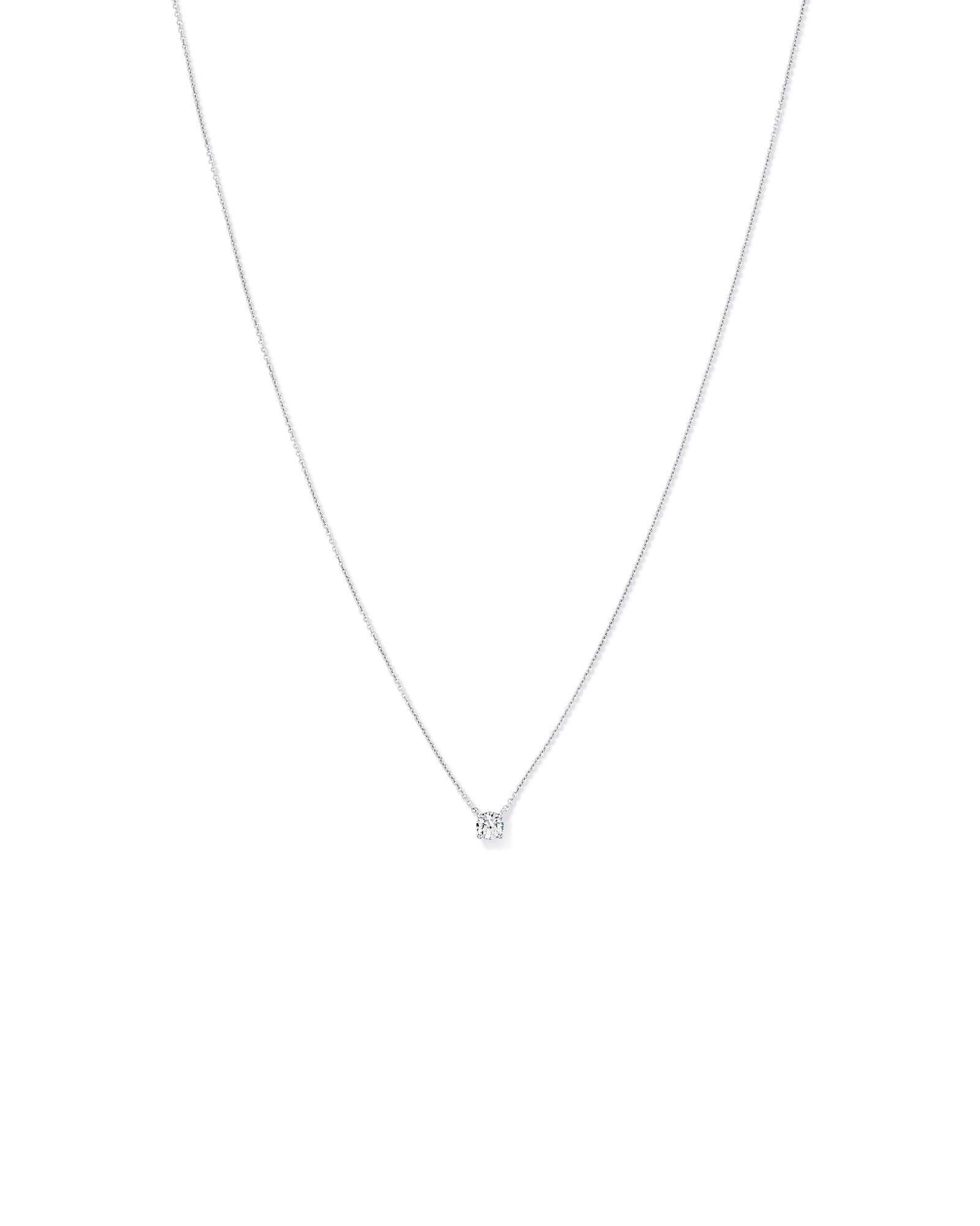 0.50TW Lab Diamond Round Brilliant Solitaire Necklace in Silver