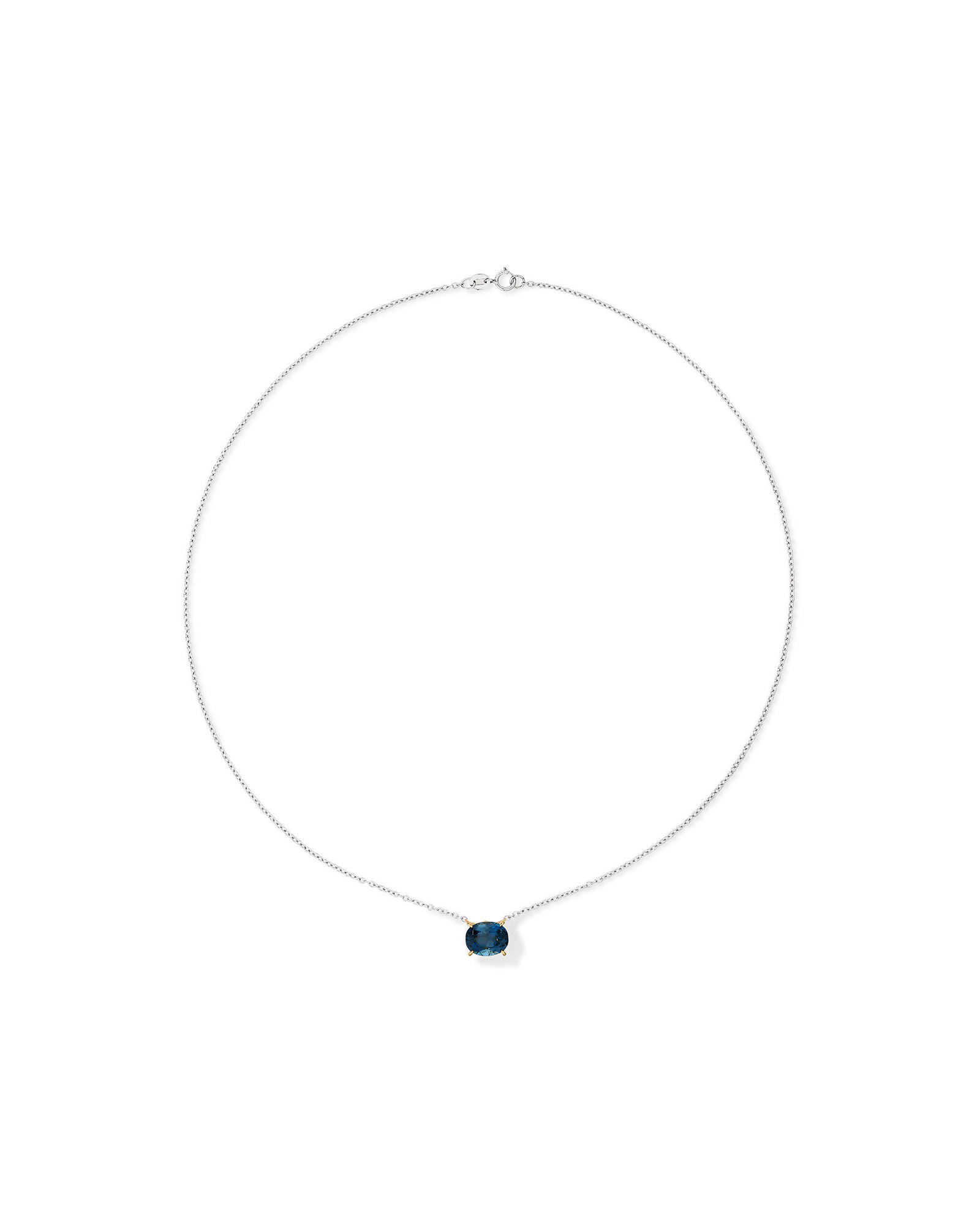 Necklace with London Blue Topaz in Sterling Silver and 10kt Yellow Gold