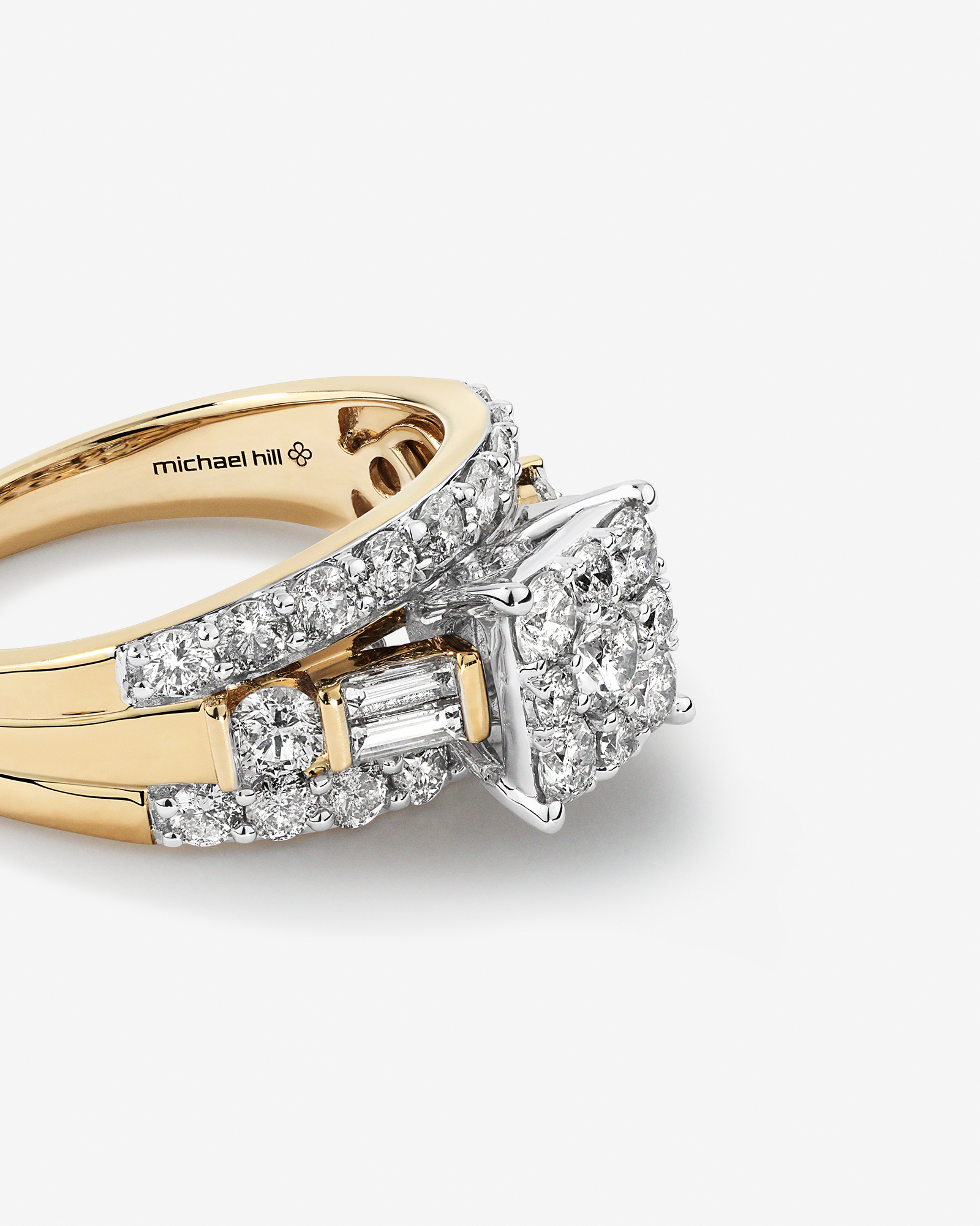 Engagement Ring with 1.75 Carat TW of Diamonds in 14kt White and Yellow Gold