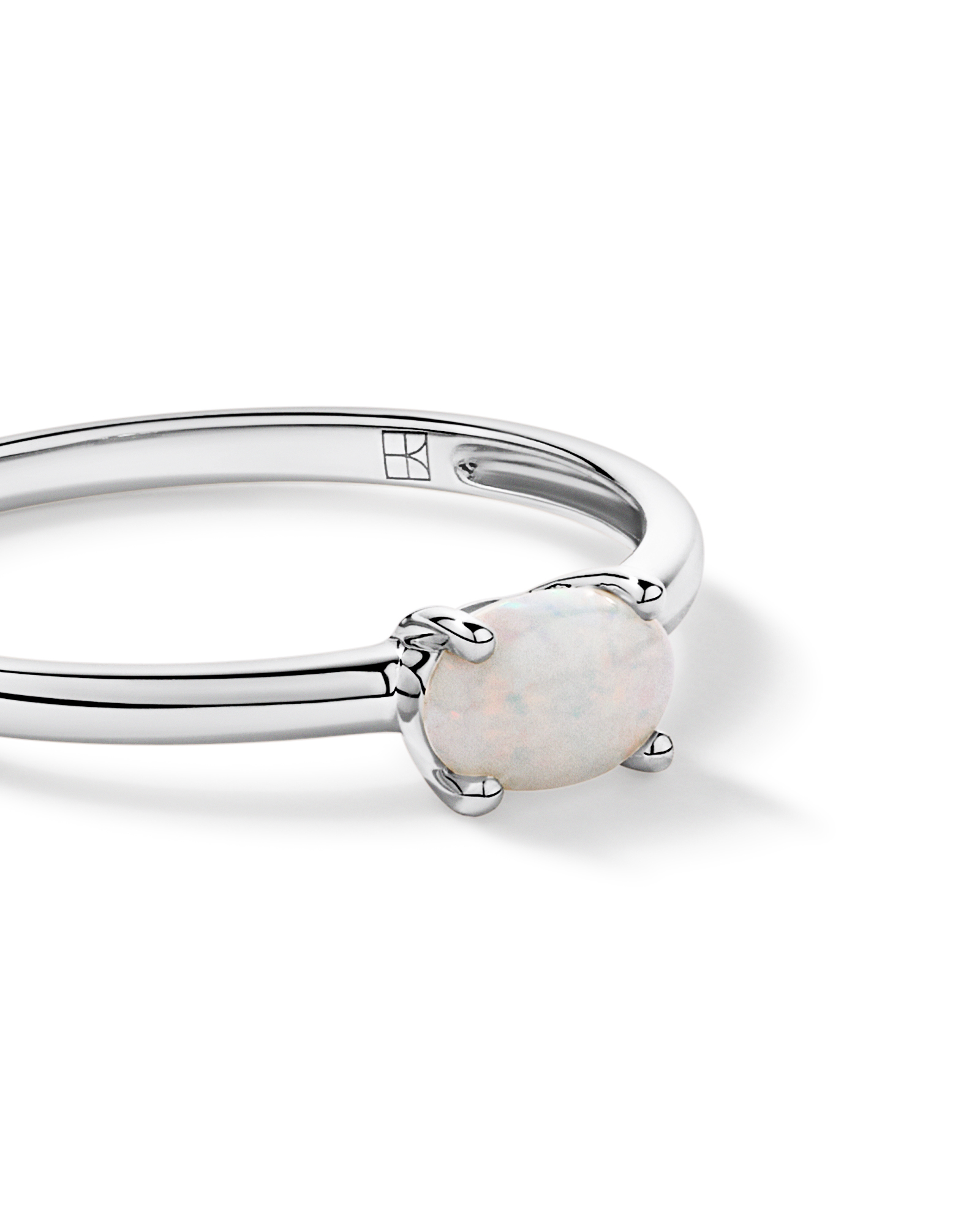 Australian Opal East-West Ring 10kt White Gold
