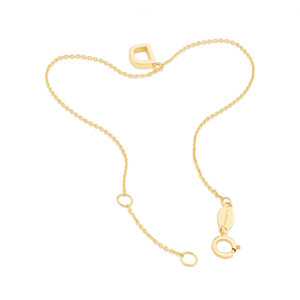 19cm (7.5") D Initial Bracelet in 10kt Yellow Gold