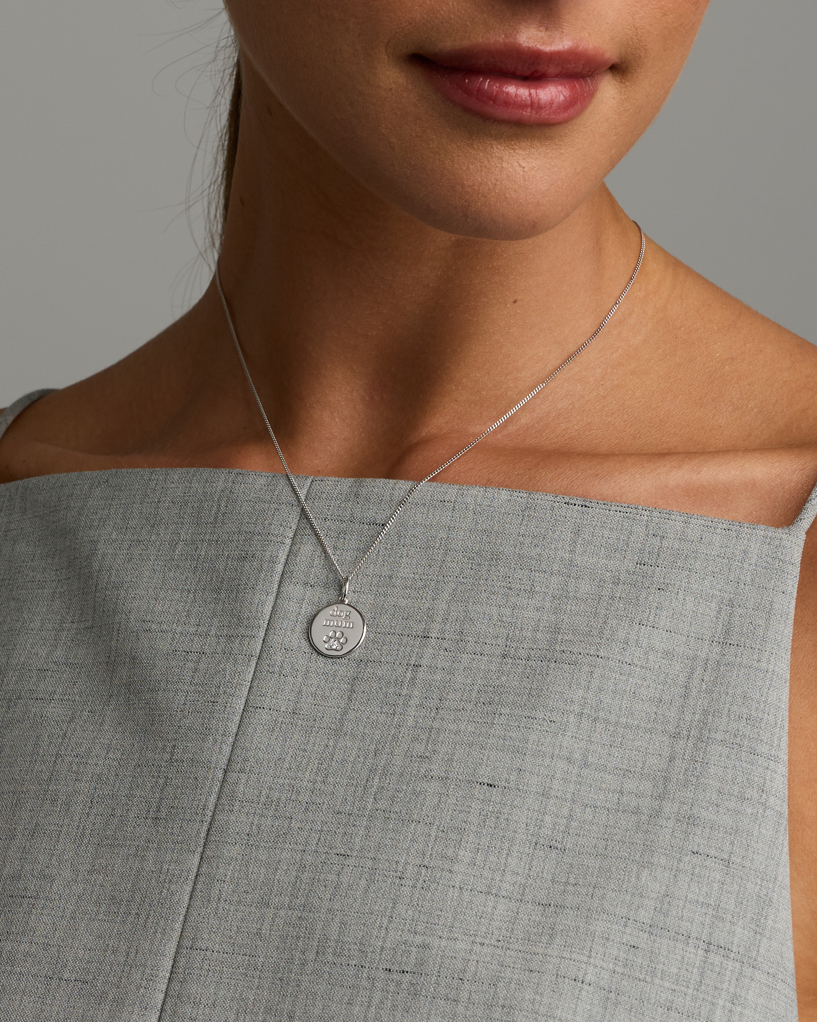 Dog Mum Cubic Zirconia Pendant in Sterling Silver