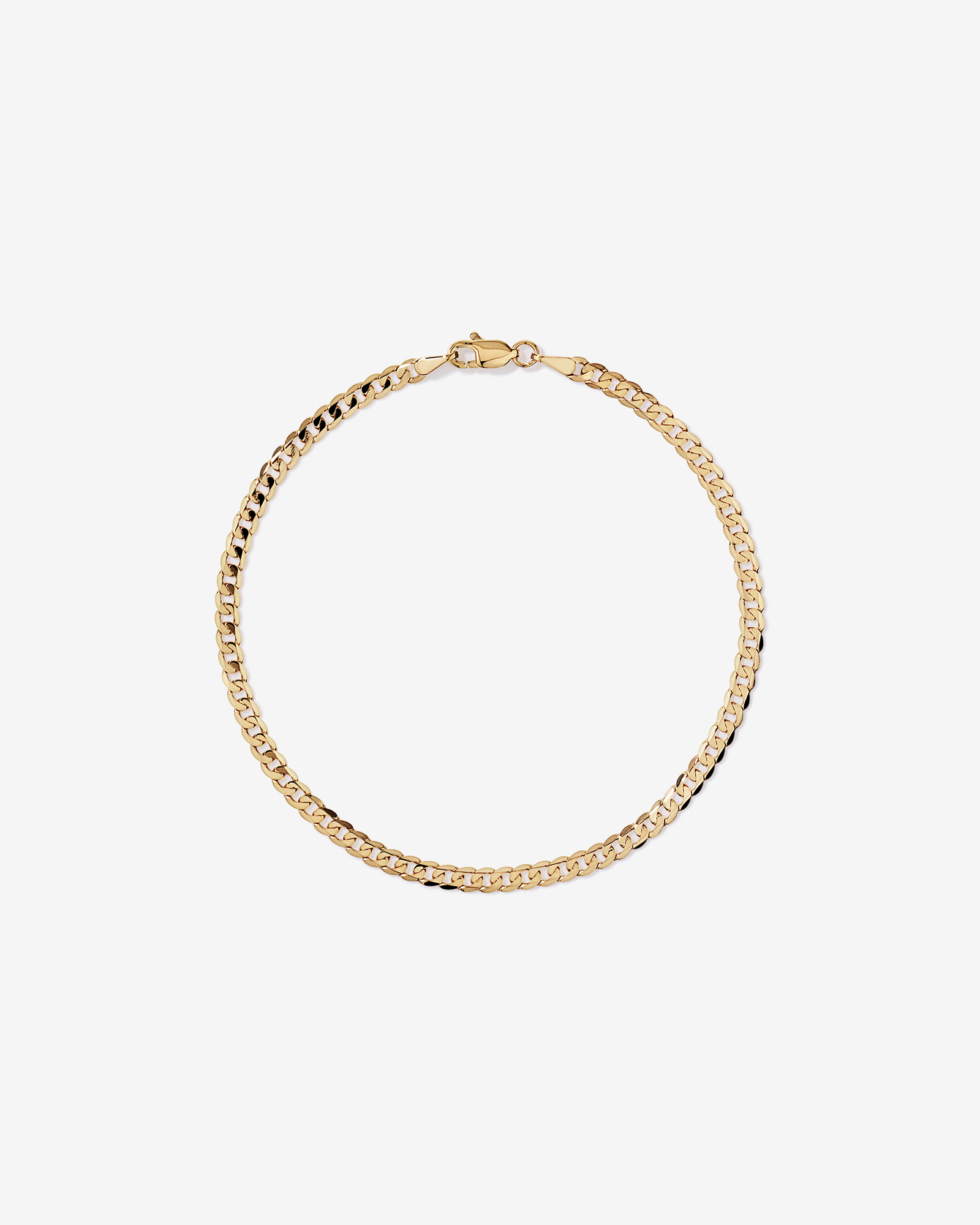 23cm (22") 3mm Width Solid Flat Bevelled Curb Bracelet in 10kt Yellow Gold