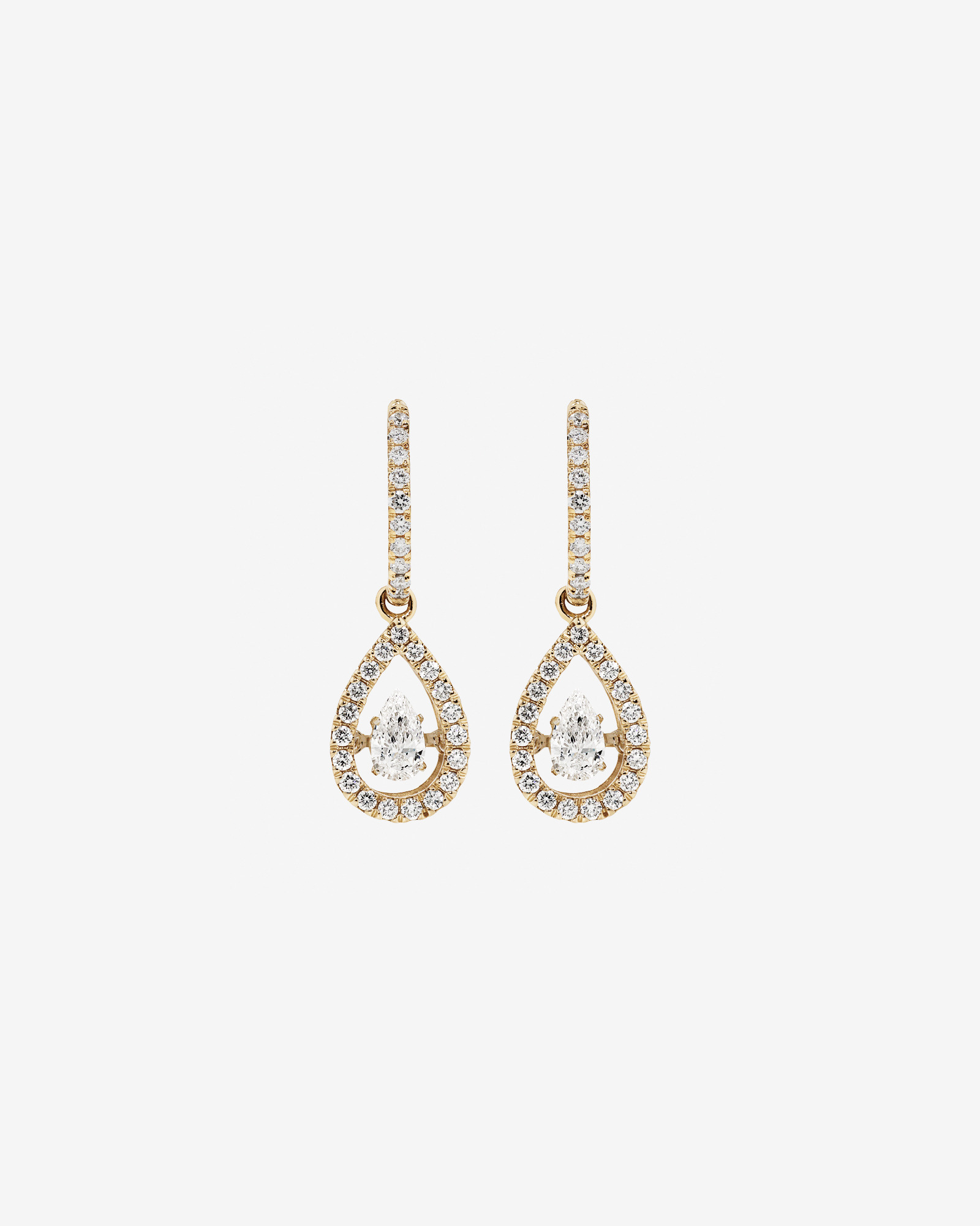 Lume Lab Huggie Earrings with 1.00 Carat TW Pear & Round Brilliant Laboratory-Grown Diamonds in 10kt Yellow Gold