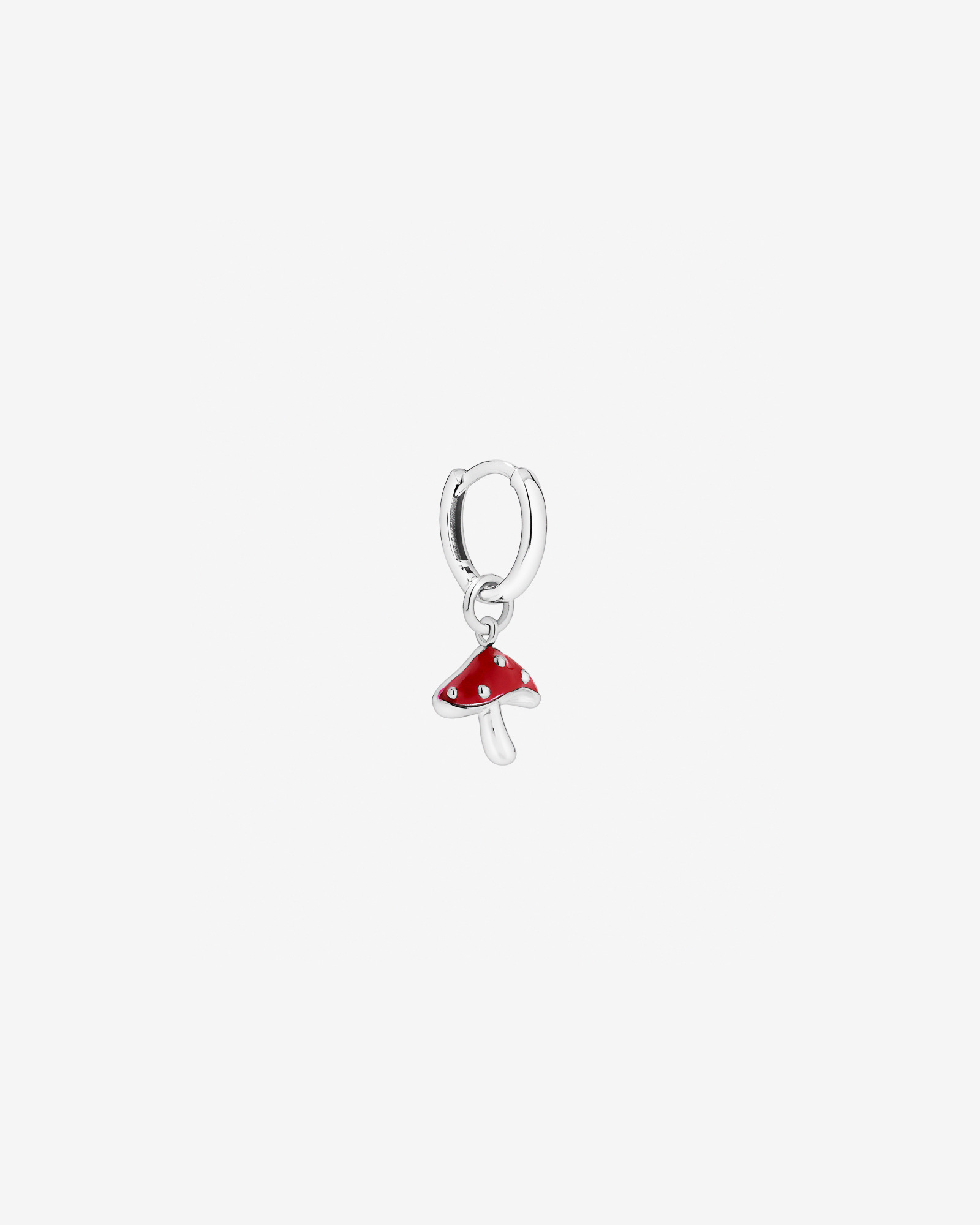 Charme de boucle d’oreille champignon rouge en argent sterling