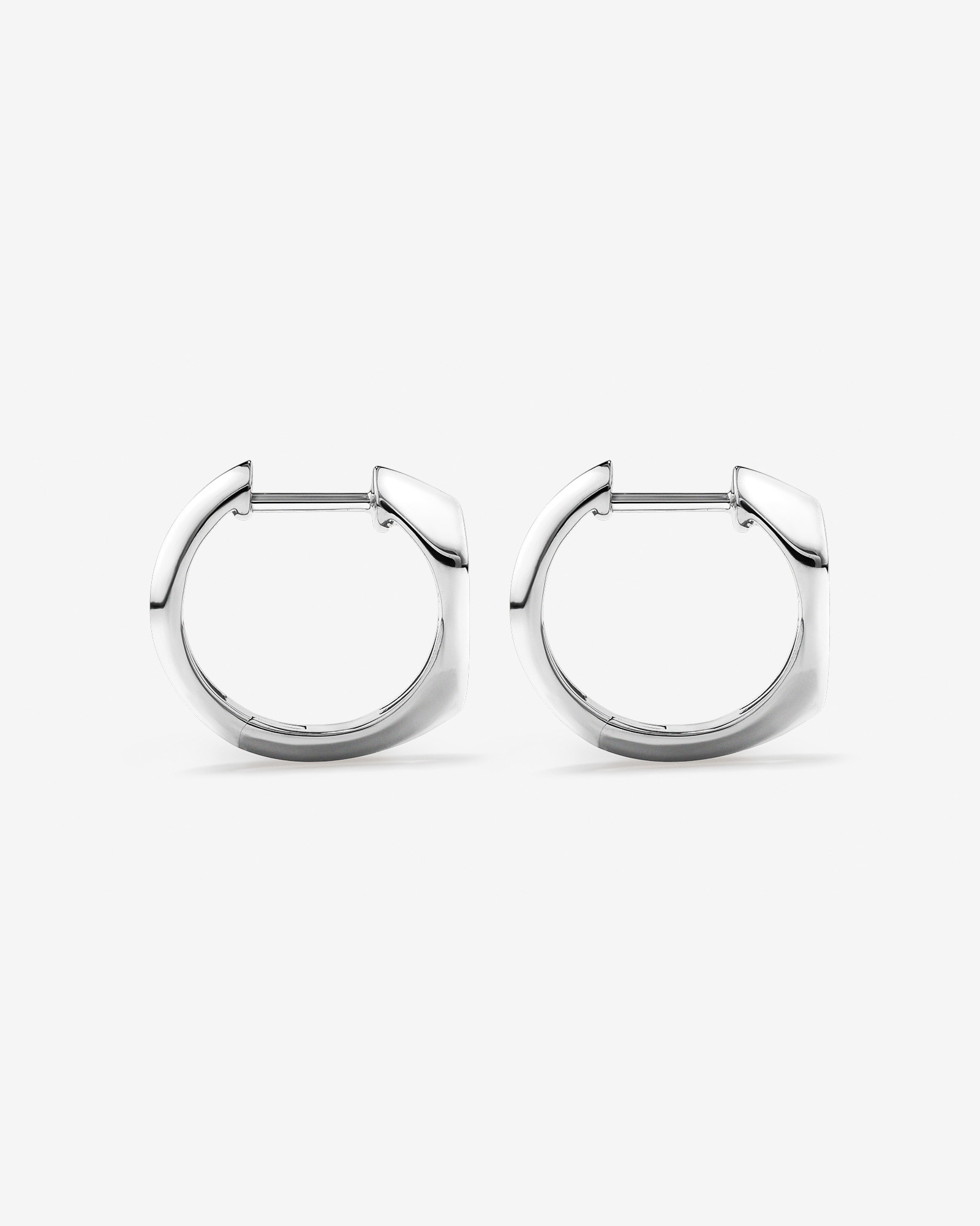 Diamond Star Accent Signet Huggie Hoop Earrings in Sterling Silver
