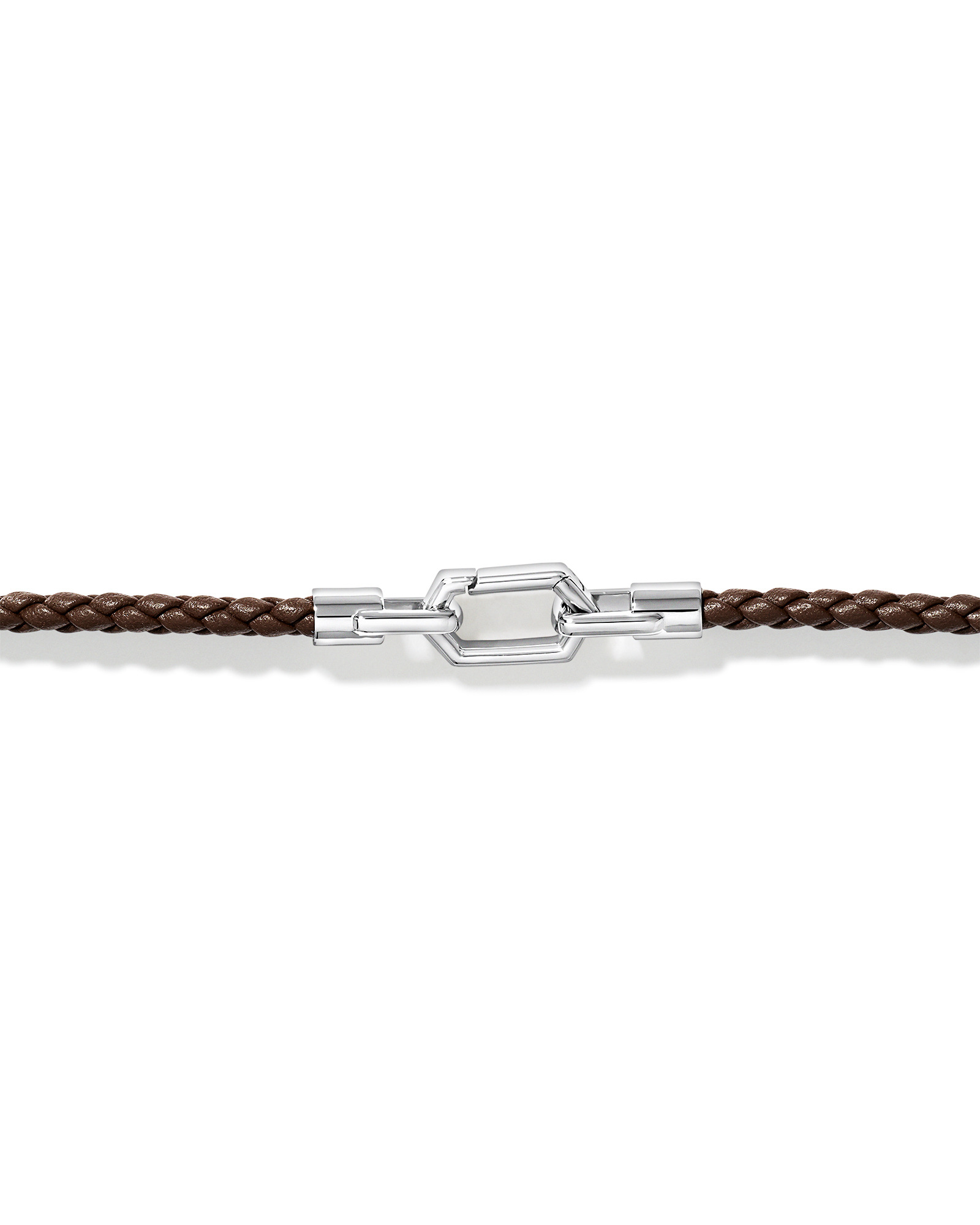 Bracelet double enveloppe en cuir tressé pour hommes en argent sterling