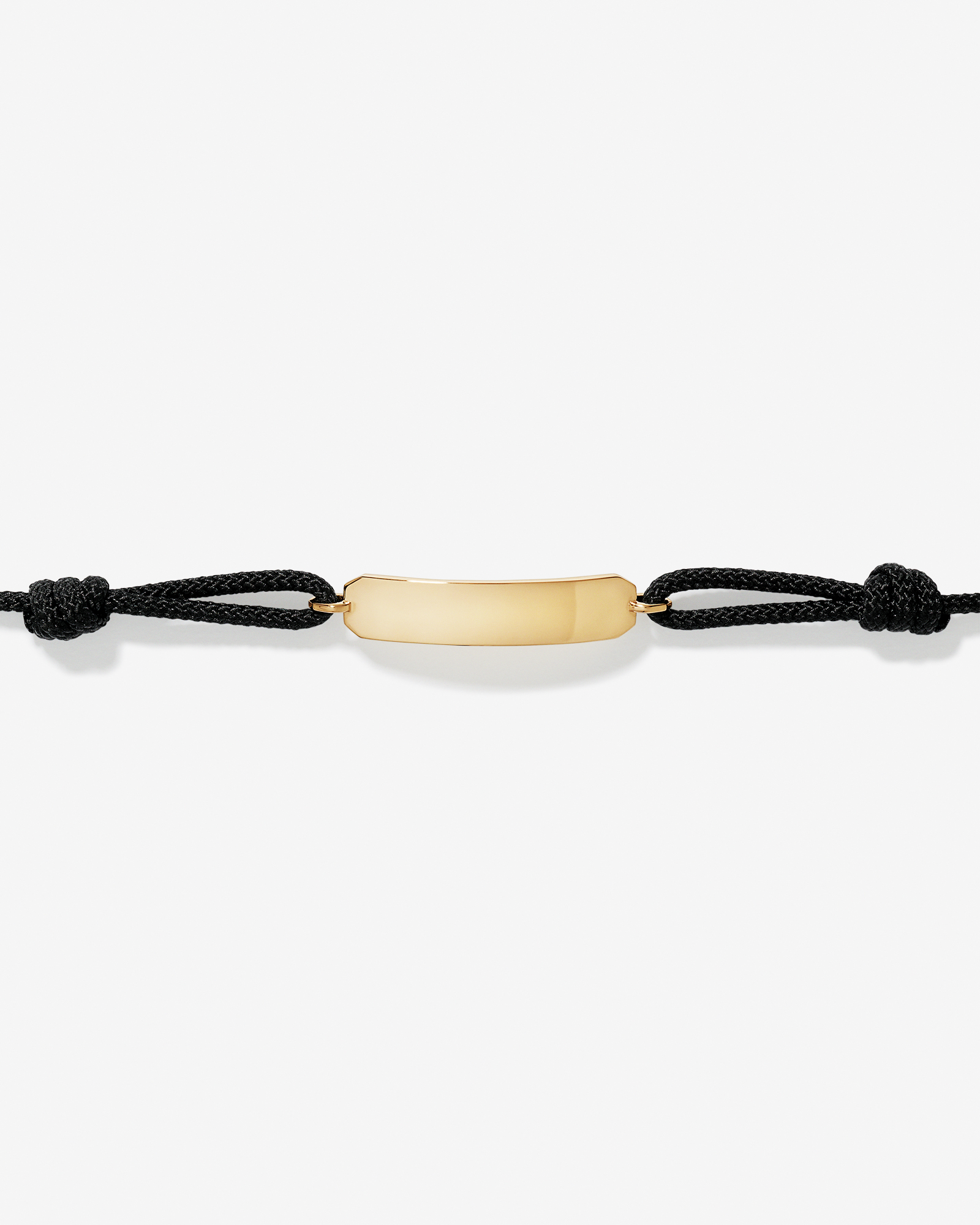 Engravable Black Cord ID Bracelet in 10kt Gold