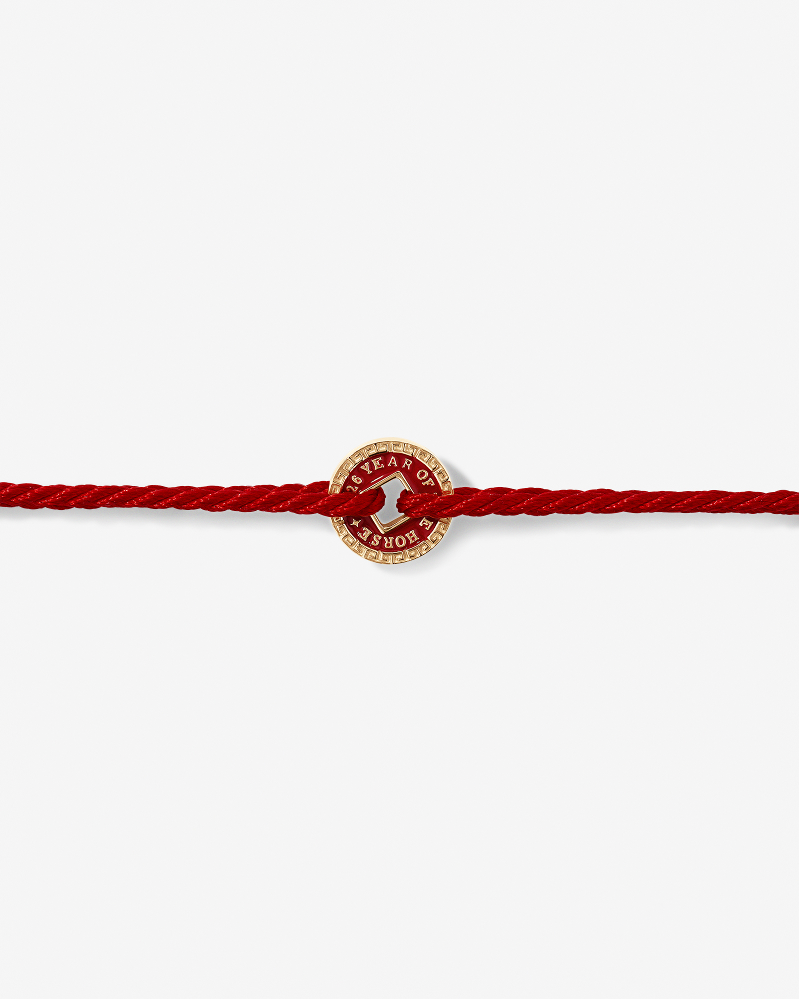 Year of the Horse Coin Bracelet with Red Cord in 10kt Yellow Gold