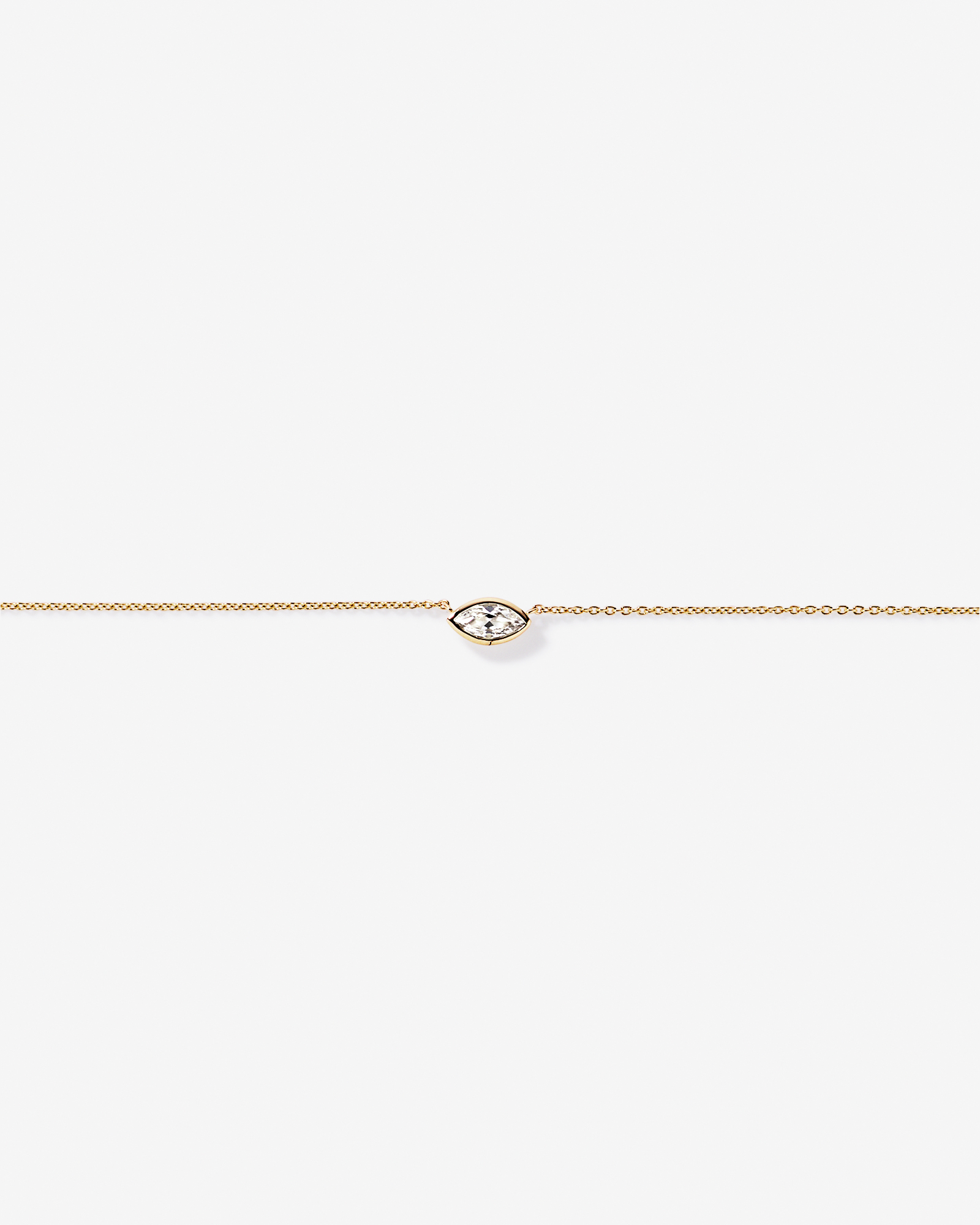 Marquise Cut White Created Sapphire Bezel Necklace in 10kt Yellow Gold