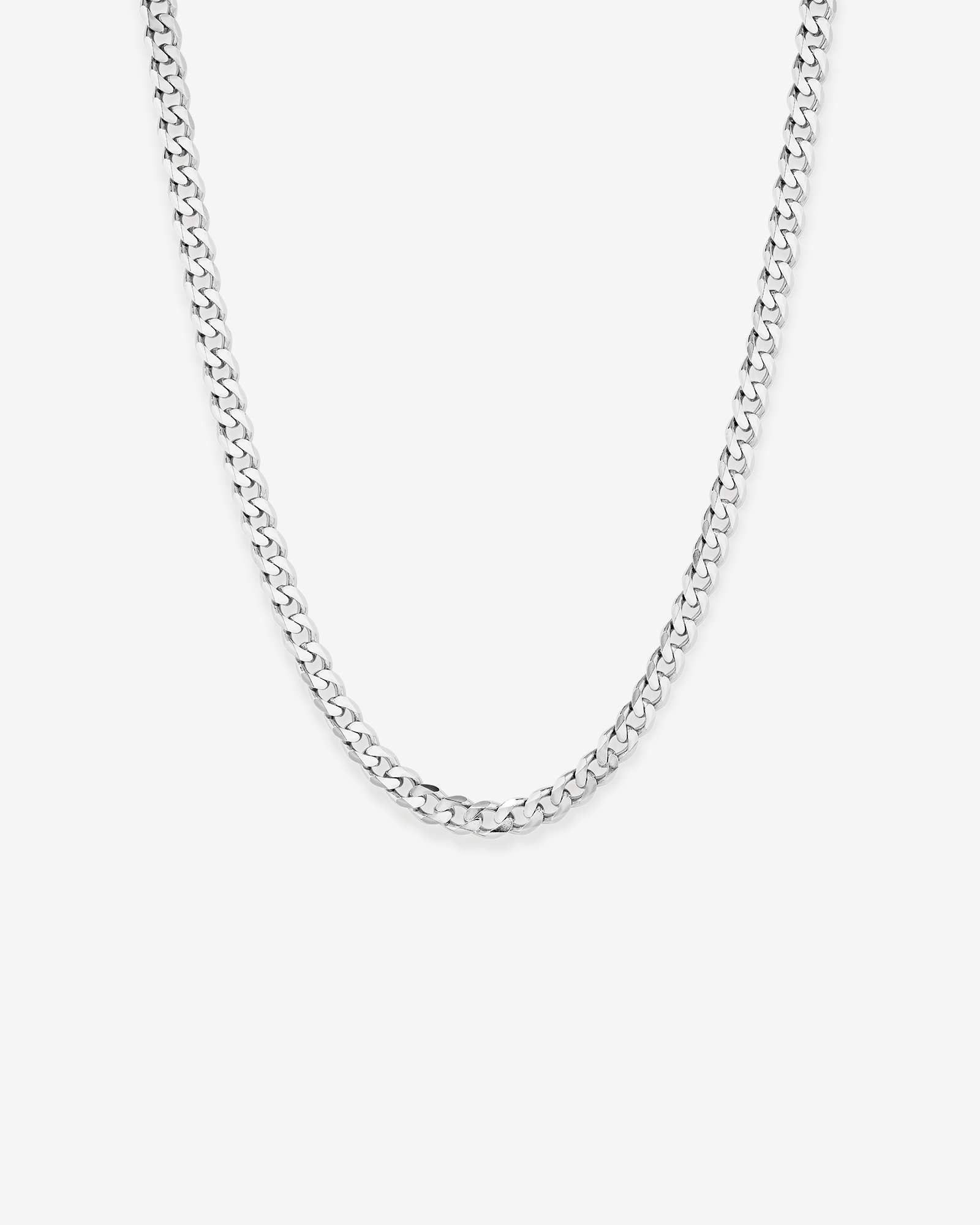 55cm (22") 7.20mm Width Bevelled Curb Chain Necklace in Sterling Silver