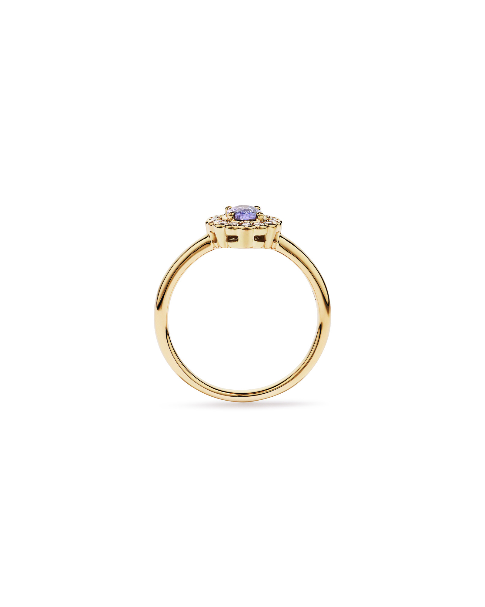 Tanzanite & 0.15TW of Diamond Halo Ring 10kt Yellow Gold