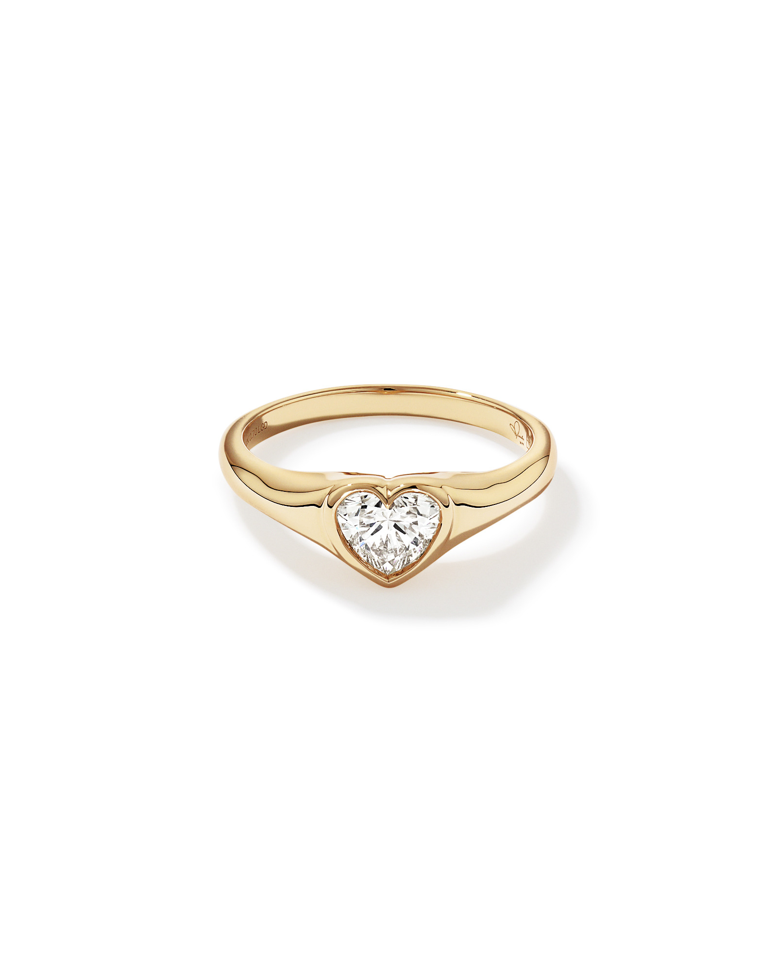 Bague cœur en diamant TW cultivée laboratoire 0,70 carat or jaune 10 carats