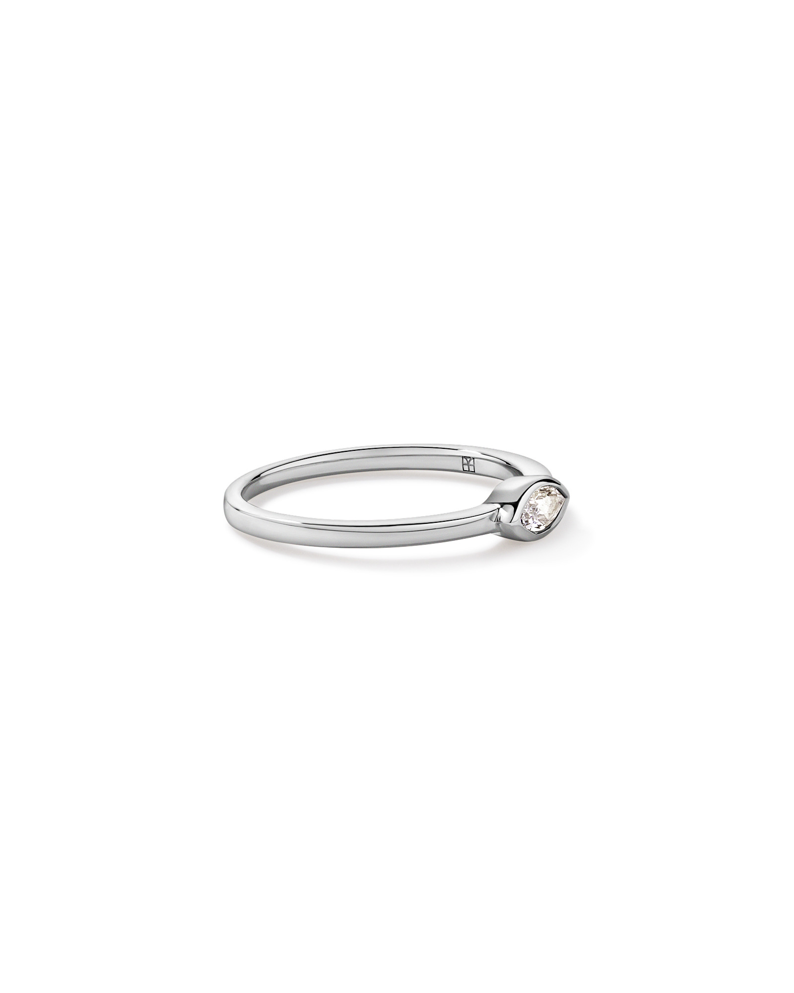 Marquise Cut White Created Sapphire East-to-West Set Bezel Ring 10kt Gold