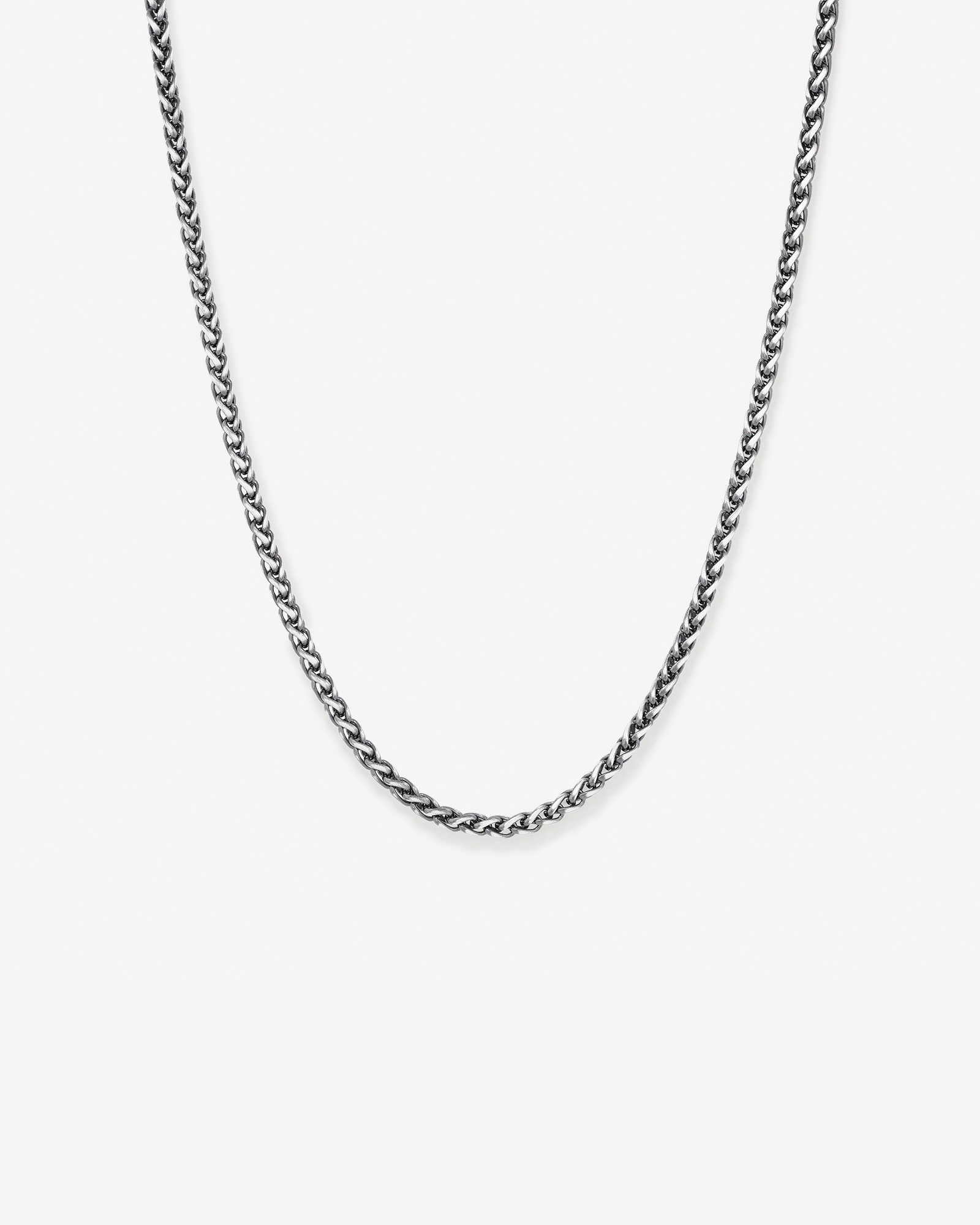 Collier chaîne gourmette épi 55 cm (21,6") largeur 4,1 mm en argent sterling oxydé