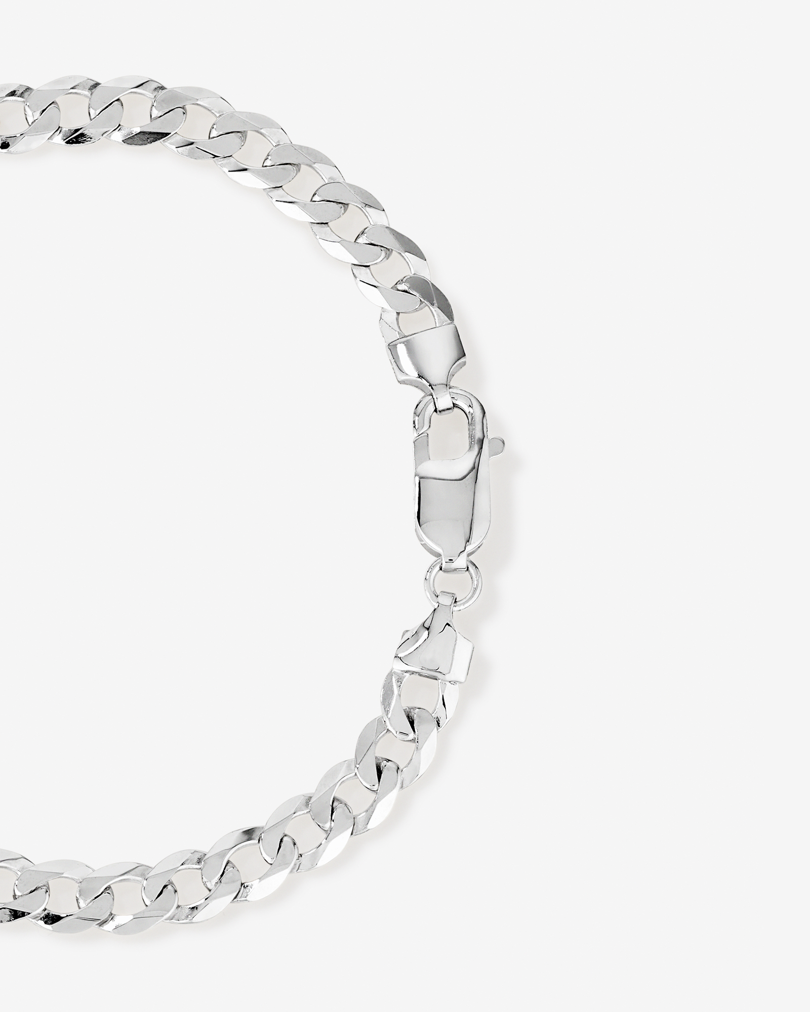 Bracelet gourmette de 21 cm en argent sterling avec plaque d'identification