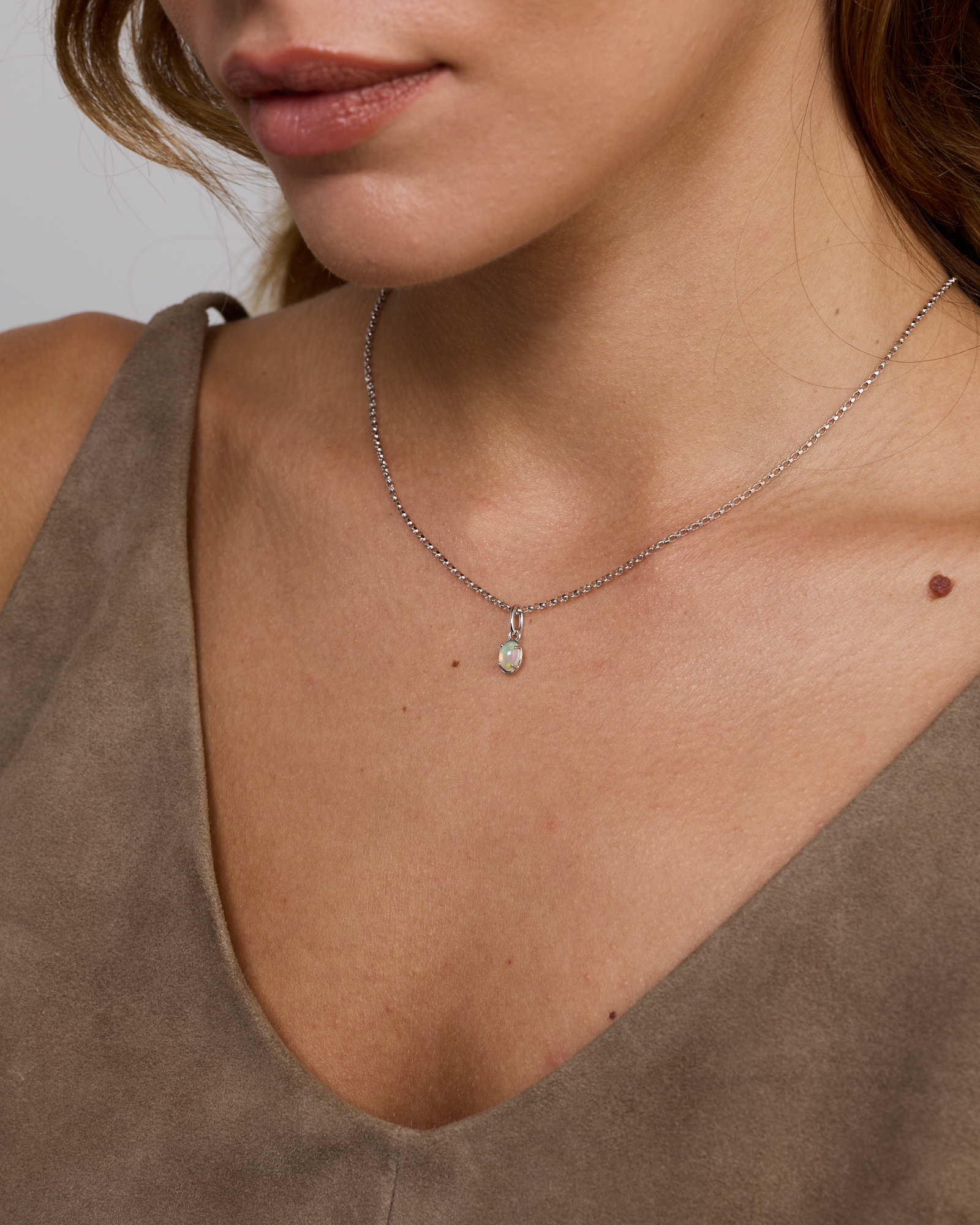 Oval Australian Opal Pendant in Sterling Silver