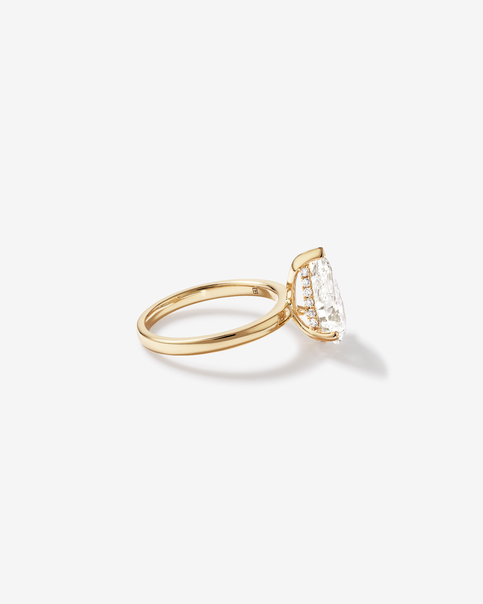 Bague solitaire en or jaune 18 carats avec diamant taille poire de 3,10 carats, cultivé laboratoire