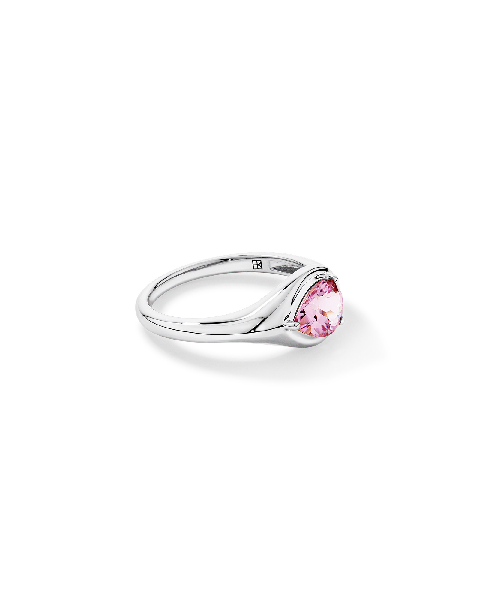 Pear Cut Blush Pink Tourmaline East-to-West Set Ring 10kt White Gold