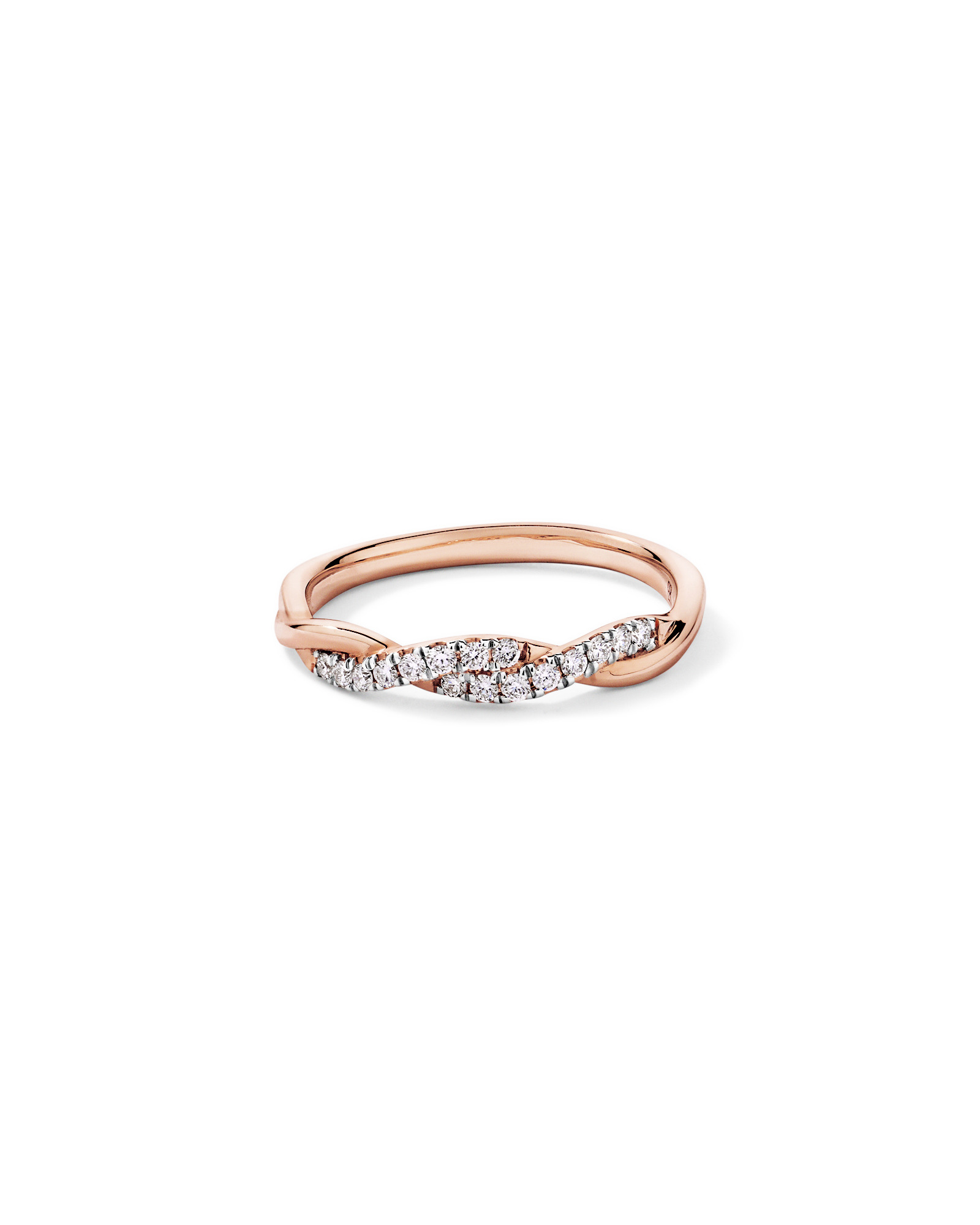 0.16TW Round Brilliant Laboratory-Grown Diamond Twist Wedding Ring 14kt Rose Gold with Rhodium