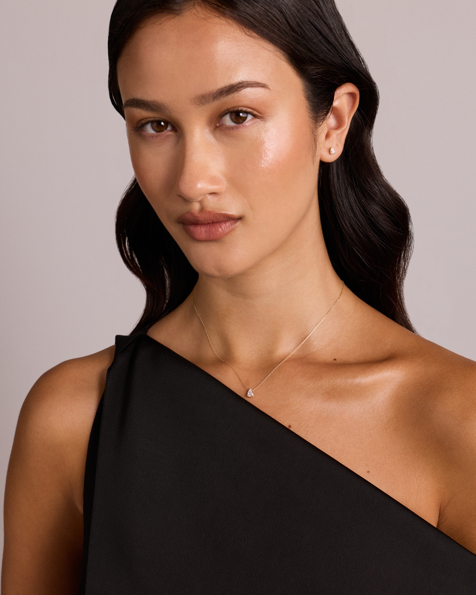 0.64 Carat TW Laboratory-Grown Diamond Pear Bezel Pendant and Earrings Box Set in 10kt Yellow Gold