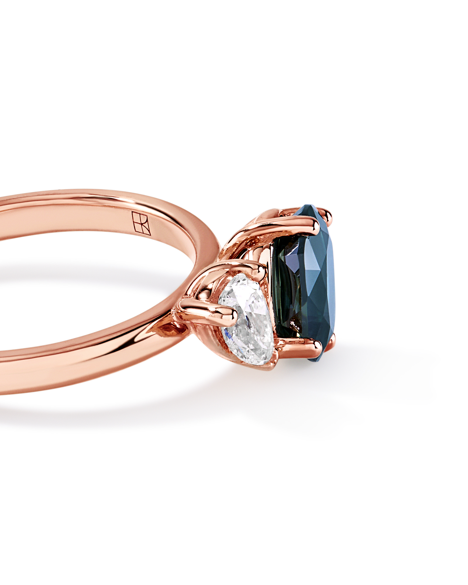 Australian Parti Sapphire & 0.30 Carat TW Diamond Toi Et Moi Ring 10kt RoseGold