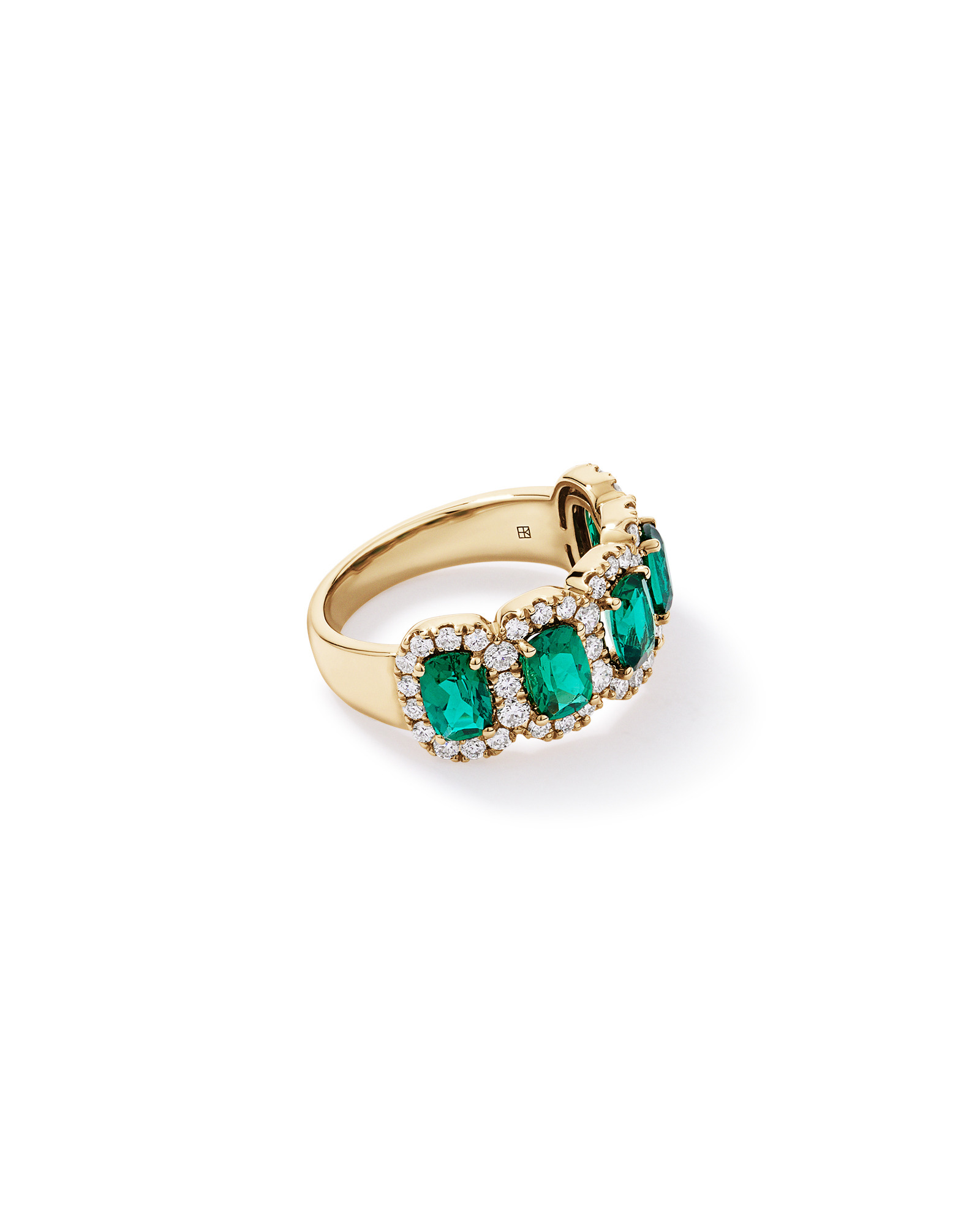Created Emerald and 0.90 Carat TW Laboratory-Grown Diamond Ring 10kt Yellow Gold