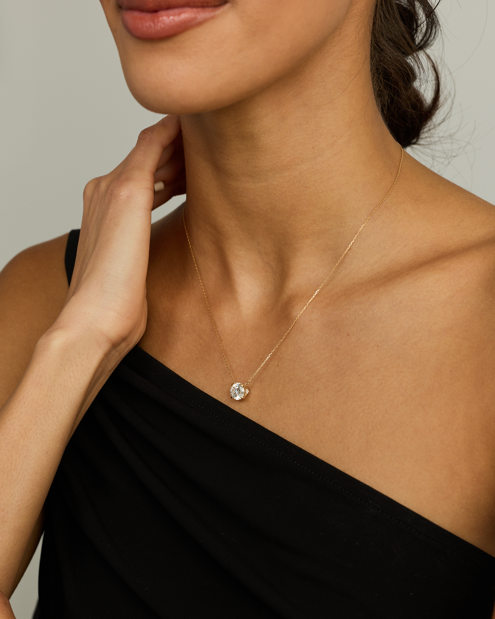 2.18 Carat TW Laboratory-Grown Round Diamond Pendant with Marquise Laboratory-Grown Diamond Feature in 10kt Yellow Gold