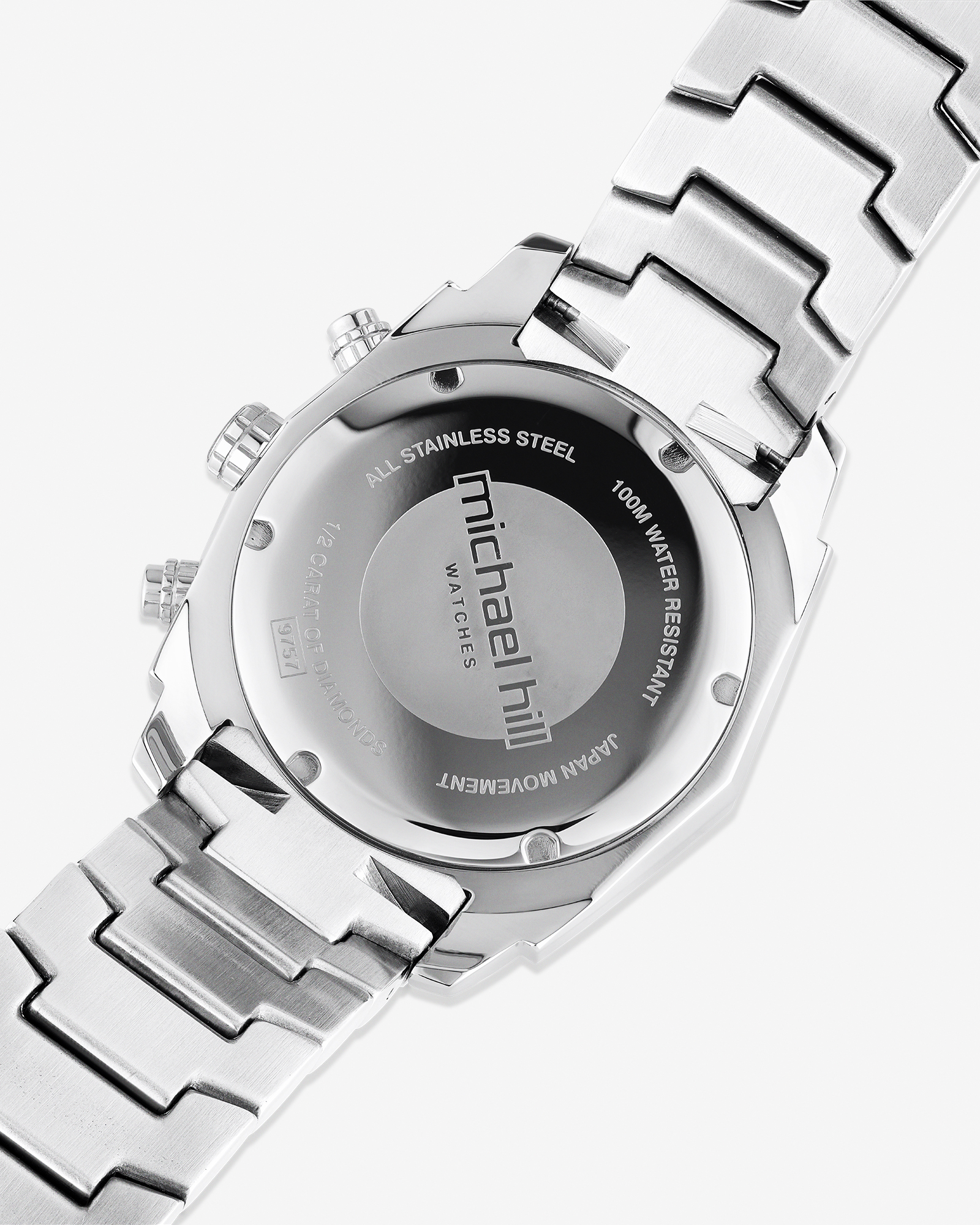 Montre chronographe en acier inoxydable avec diamants totalisant 0,5 ct pour homme